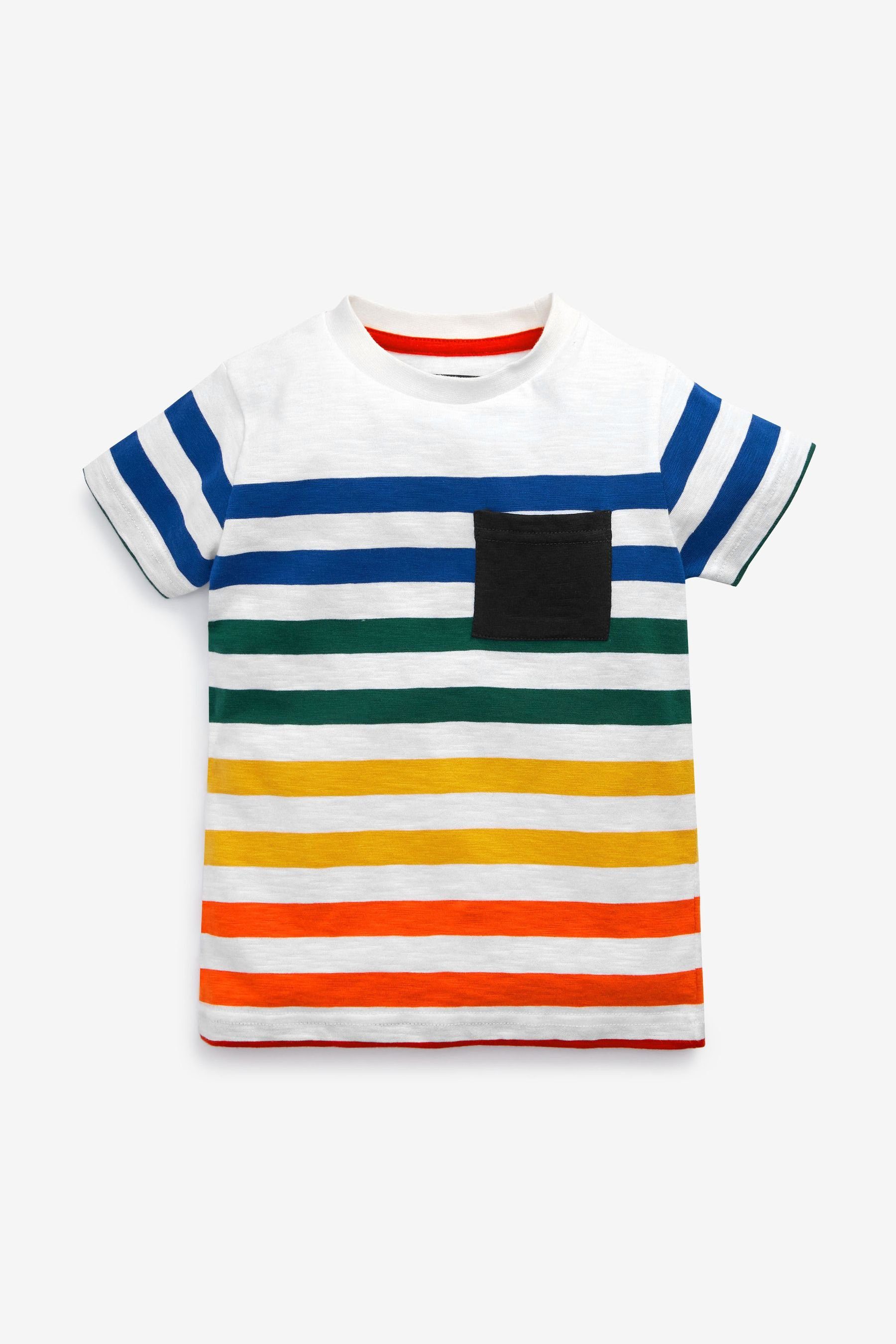 Next T-Shirt Kurzärmliges T-Shirt mit Streifen (1-tlg) Rainbow Pocket