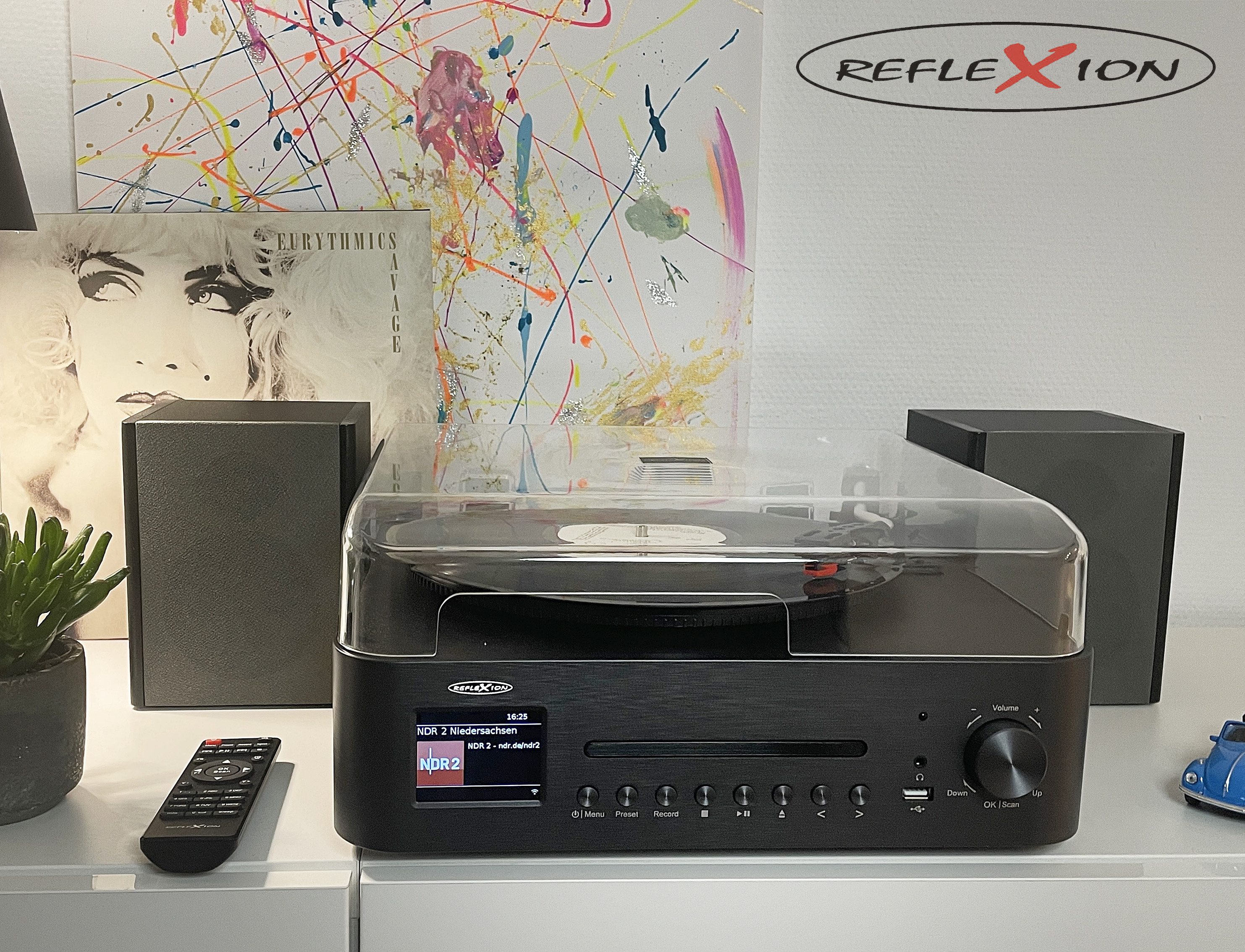 Reflexion HIF2082DAB Plattenspieler (DAB+, UKW, CD, Bluetooth, Großes 2,8" TFT-Farbdisplay)