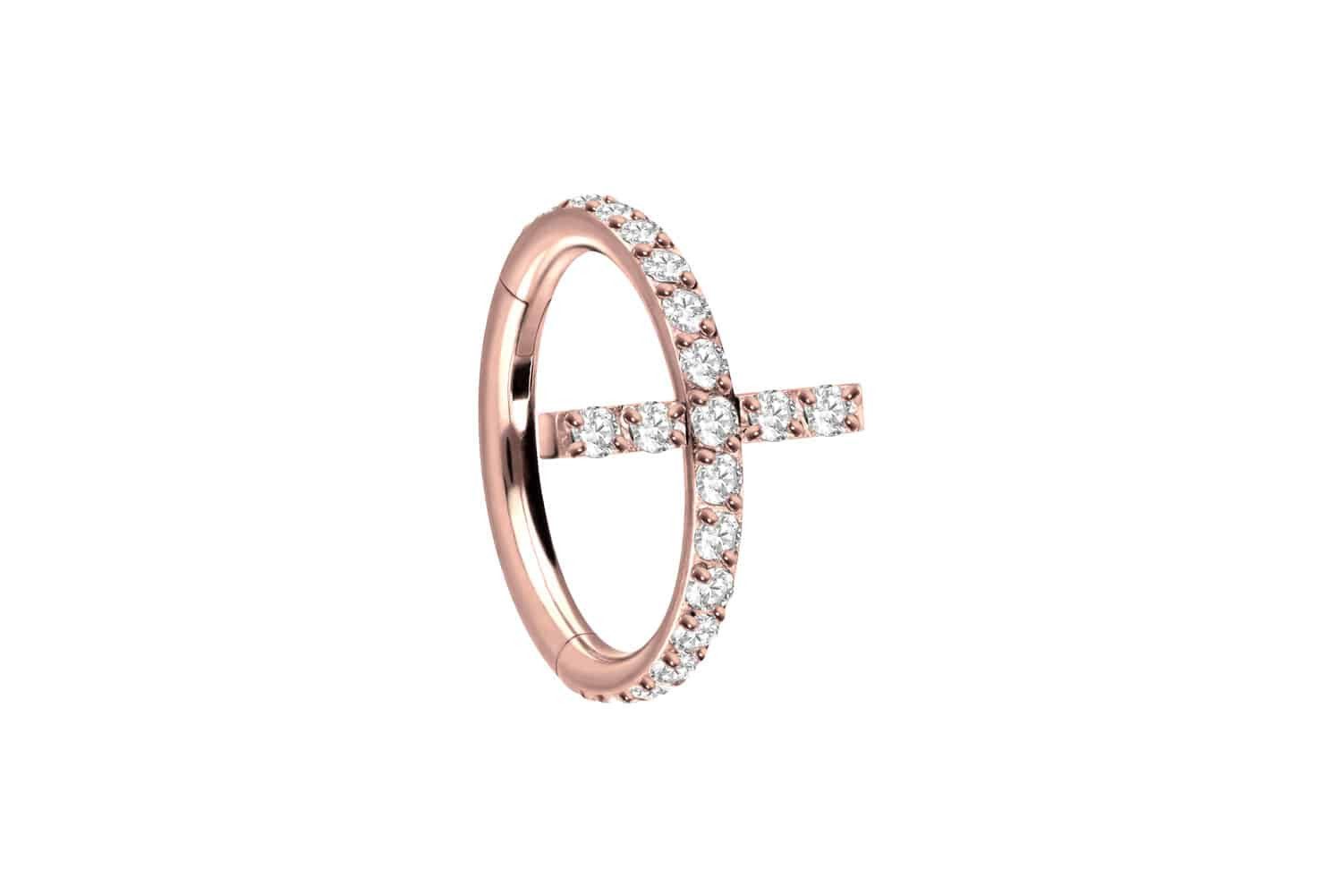 Piercing-Set Titan Segmentring Clicker EINGEFASSTES KRISTALLKREUZ