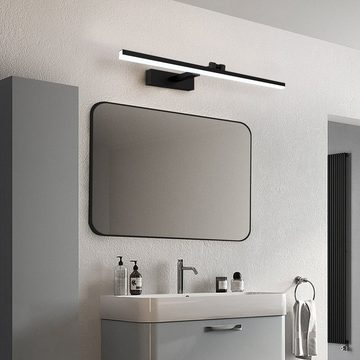 WDWRITTI LED Spiegelleuchte Schwarz Spiegellampe Bad Badezimmer 60cm Wandleuchte 6500K Kaltweiß, 180° Drehbar, Dehnbar, Aluminium Lampenschirm, Tageslichtweiß, energiesparender, wasserdicht IP44