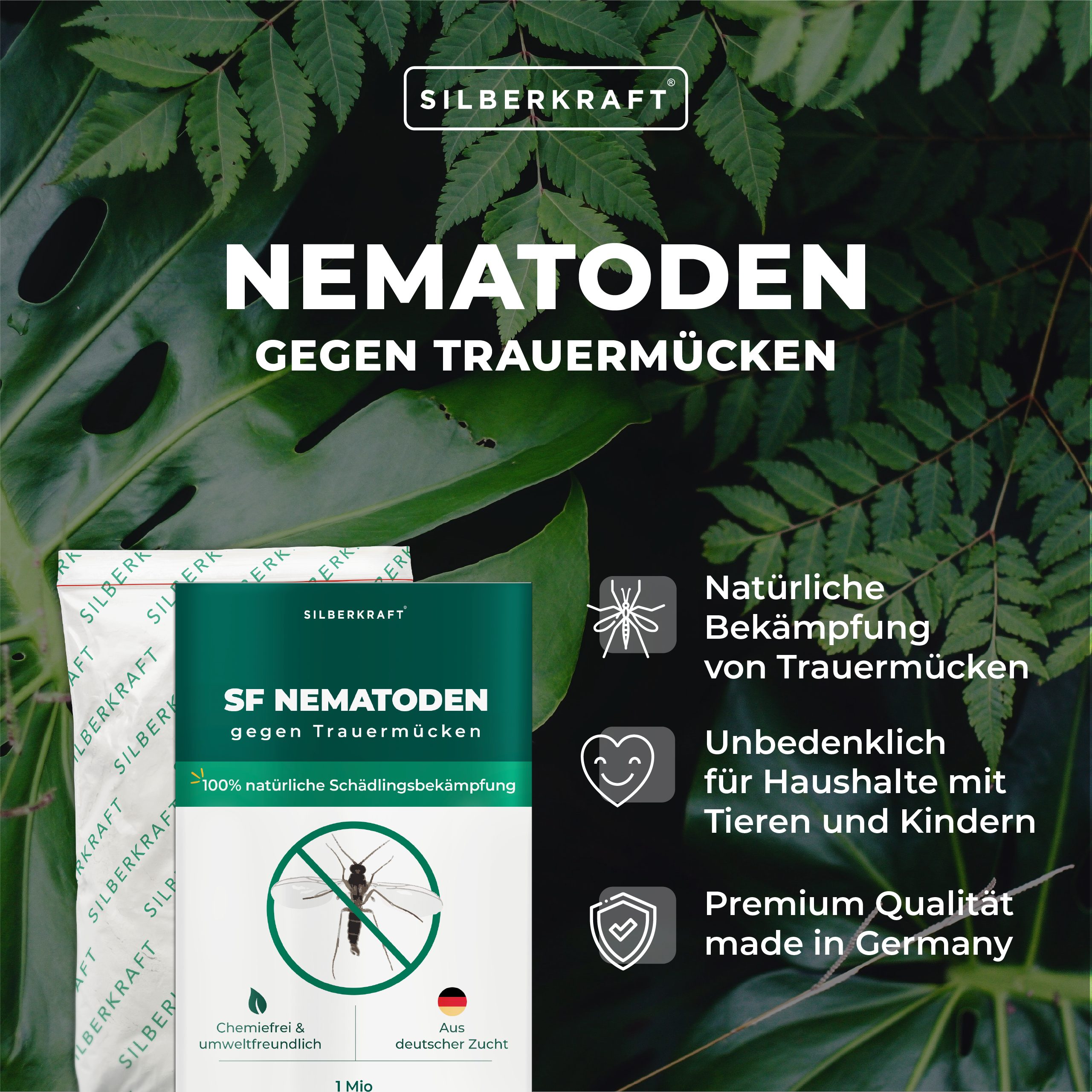 Thumbnail - Silberkraft Insektenvernichter SF Nematoden, Biologische Schädlingsbekämpfung gegen Trauermücken, 1 Mio Nematoden gegen ...