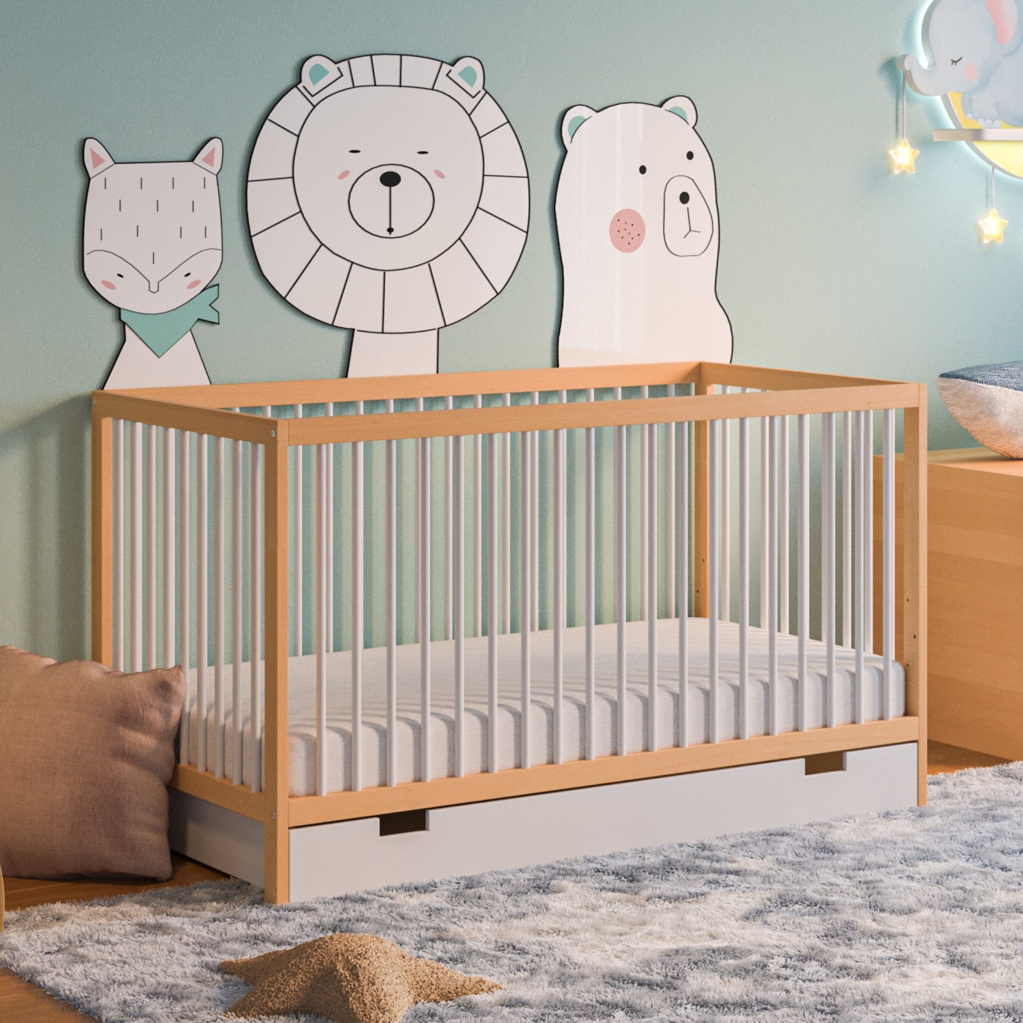 Babybett Kinderbett Gitterbett 60x120 und 70x140 cm höhenverstellbar