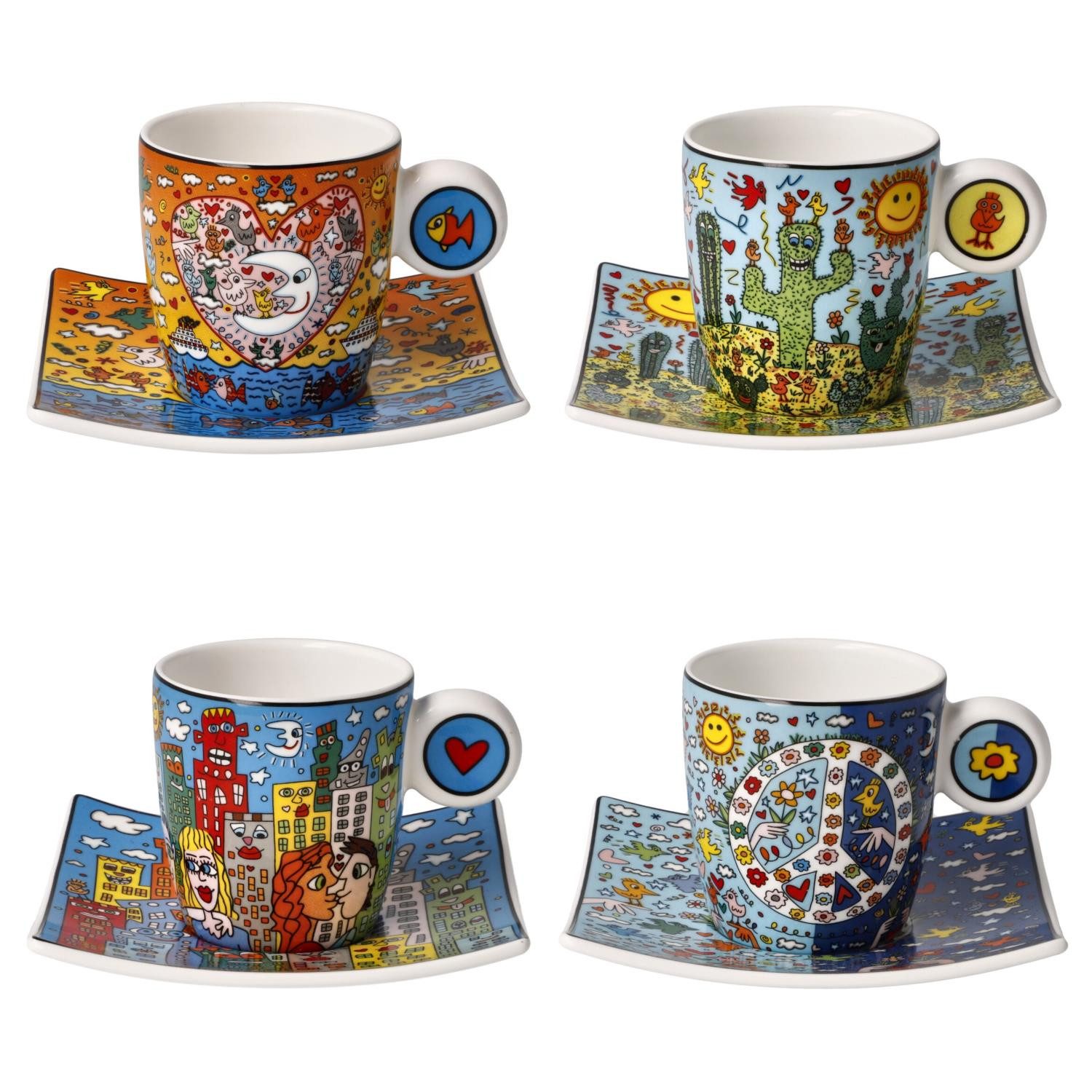 Goebel Tasse James Rizzi, Porzellan, Spülmaschinengeeignet, Mehrfarbig, Motiv: Rizzi Kunst