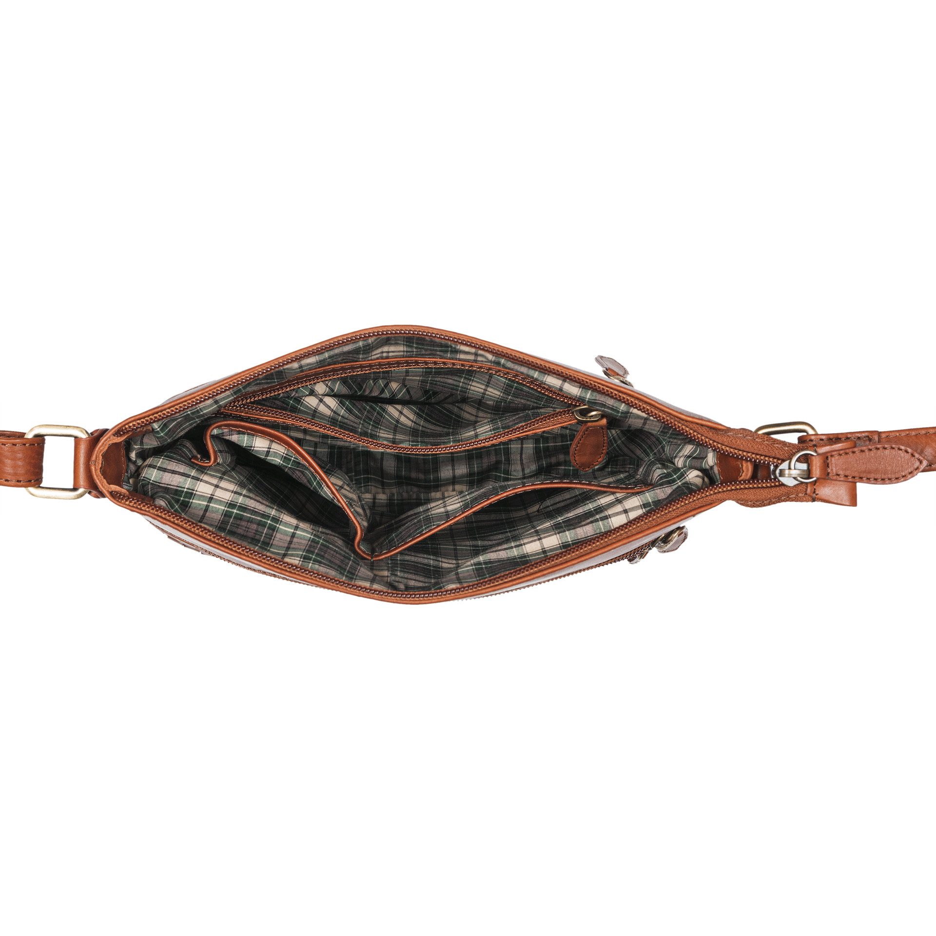 Benthill Umhängetasche Damen Echt Leder Schultertasche Vintage Handtasche geflochtenem Muster, Schultergurt / Umhängegurt Reißverschlussfach – Bild 4 von 5