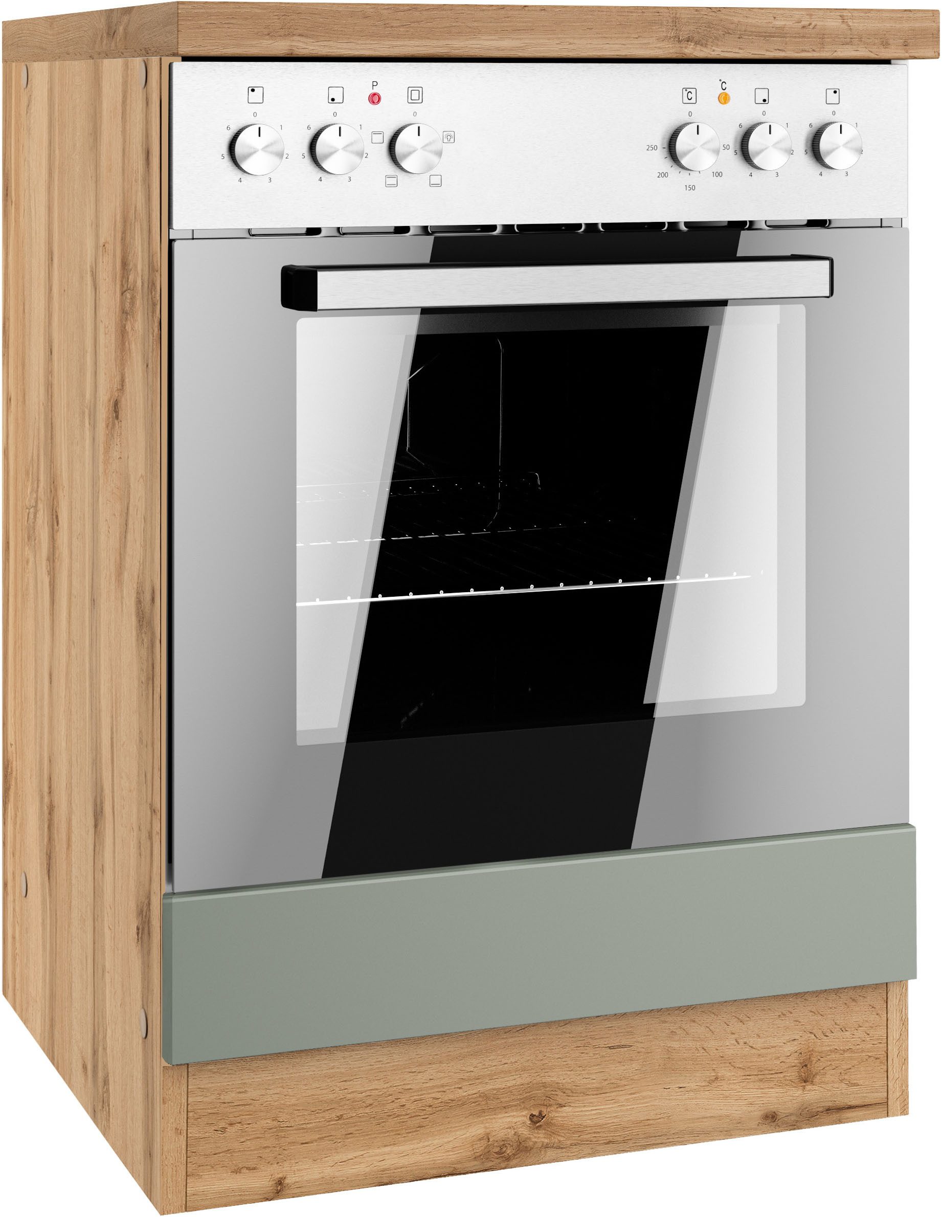 KOCHSTATION Herdumbauschrank KS-Virginia,neu in verbesserter Ausführung (Stauraum) Breite 60 cm, Höhe 85 cm, Nische für Ofen B/H/T: 56/59/55 cm