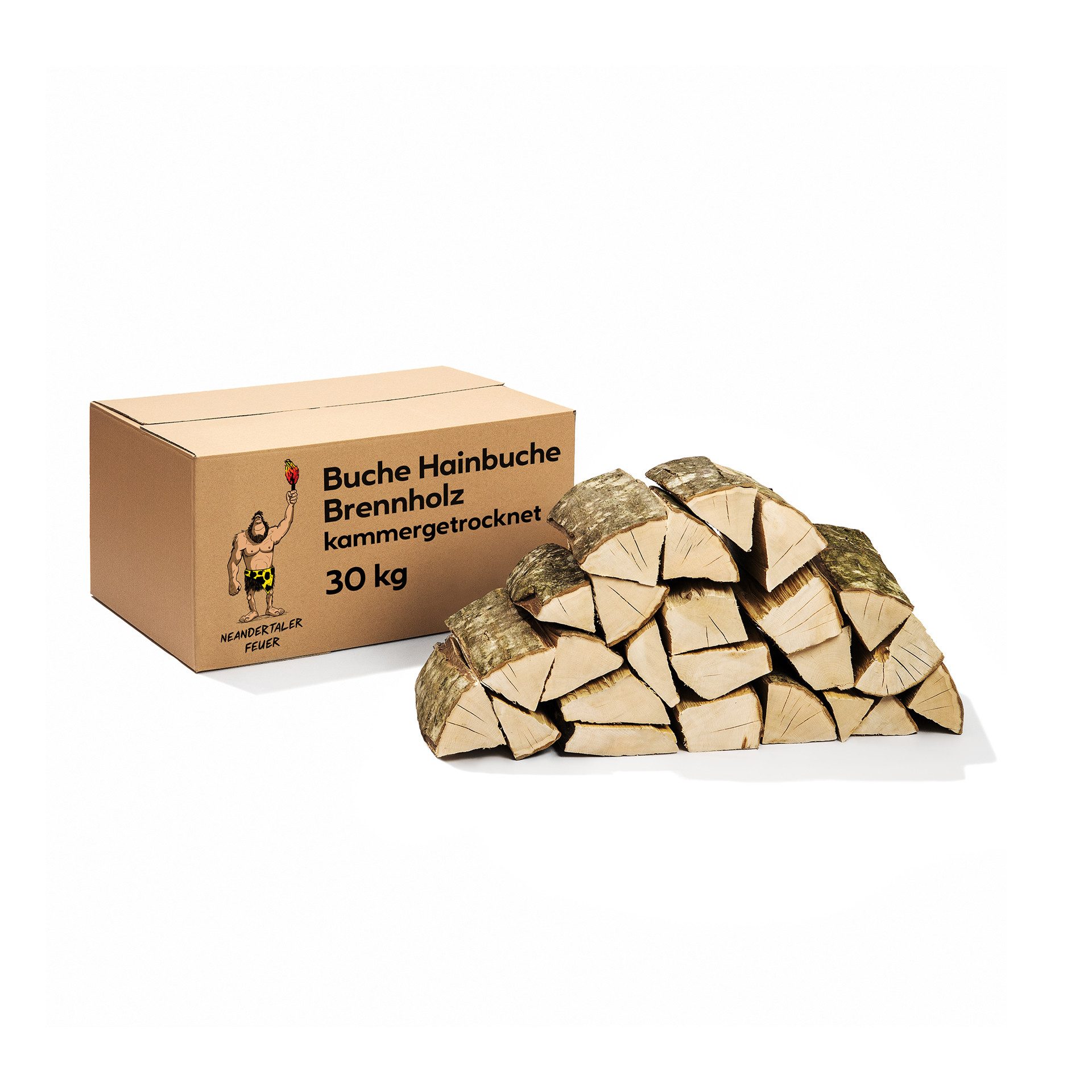 Neandertaler Feuer Kaminholz Brennholz Buche Grillholz Hartholz Buchenholz Feuerholz Holz, 30 kg
