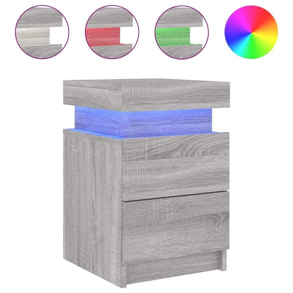Nachttisch Nachttisch mit LED Leuchten Grau Sonoma 35x39x55 cm