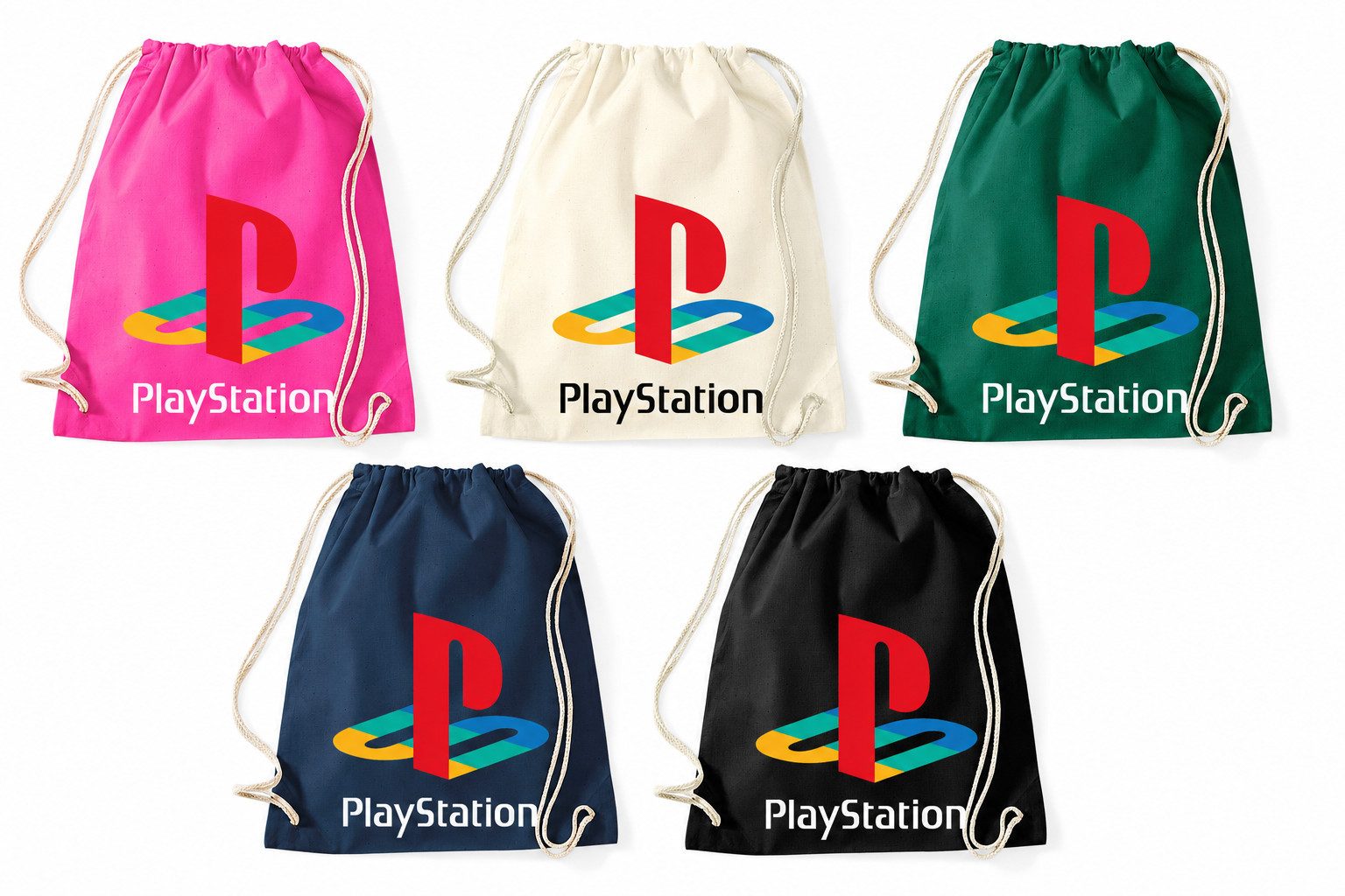 Blondie & Brownie Turnbeutel PlayStation Retro Gaming Logo Print Turnbeutel Design (Einzelstück, Einzelartikel), PlayStation Retro Gaming beutel