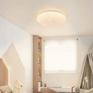 ZMH LED Deckenleuchte Rund Sternhimmel Schlafzimmer Modern, 3000K, LED fest integriert, Warmweiß, Sternhimmel, 18w