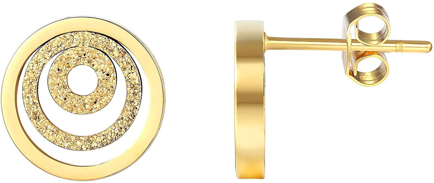 Valentinstagsgeschenk Karisma Paar Ohrstecker Damen Edelstahl Ohrstecker 3 Kreisen Liebe EQD102 - Gold