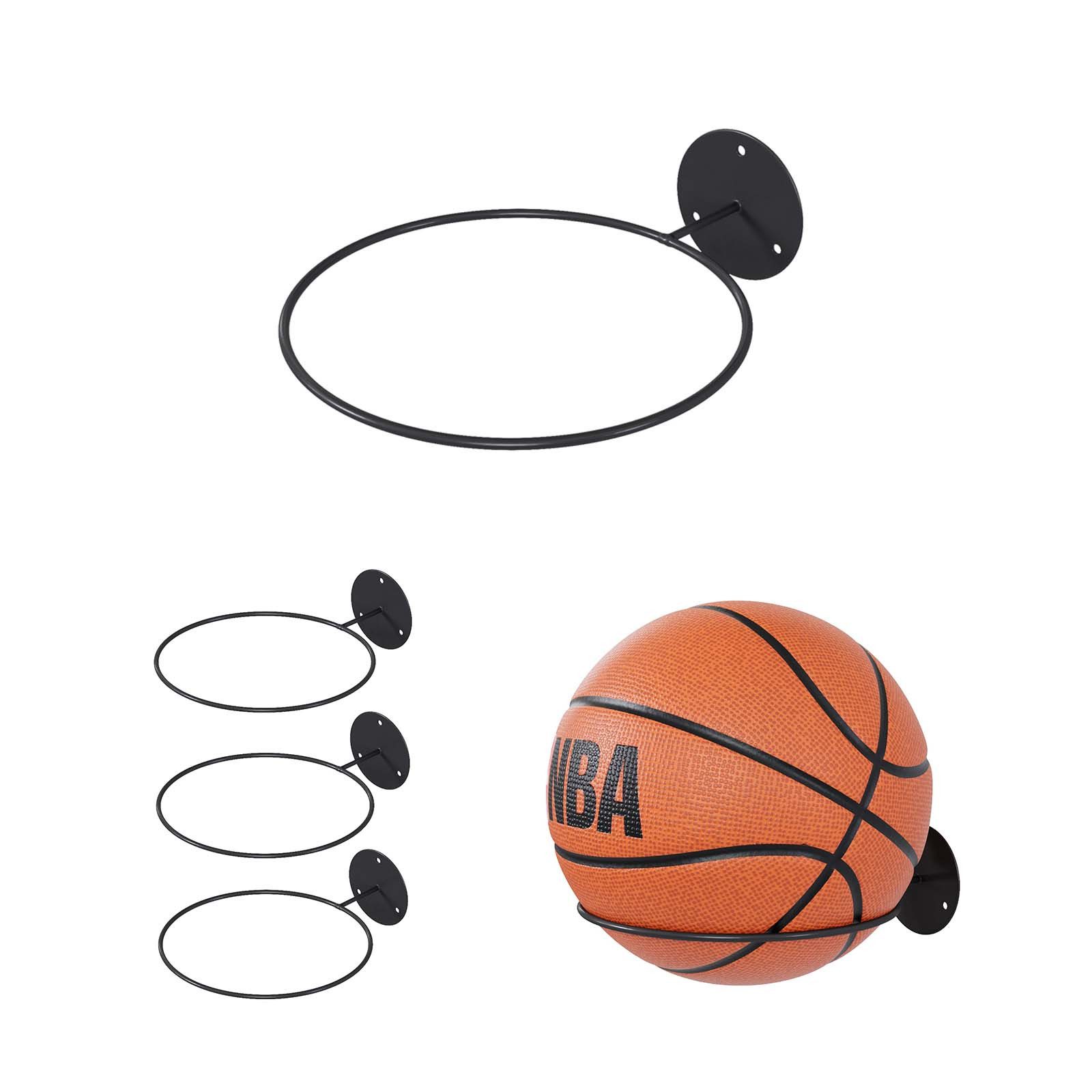 QLS Basketballständer 3 Stück, Ballhalterung Wandmontiert aus Metall für 3 Bälle Schwarz