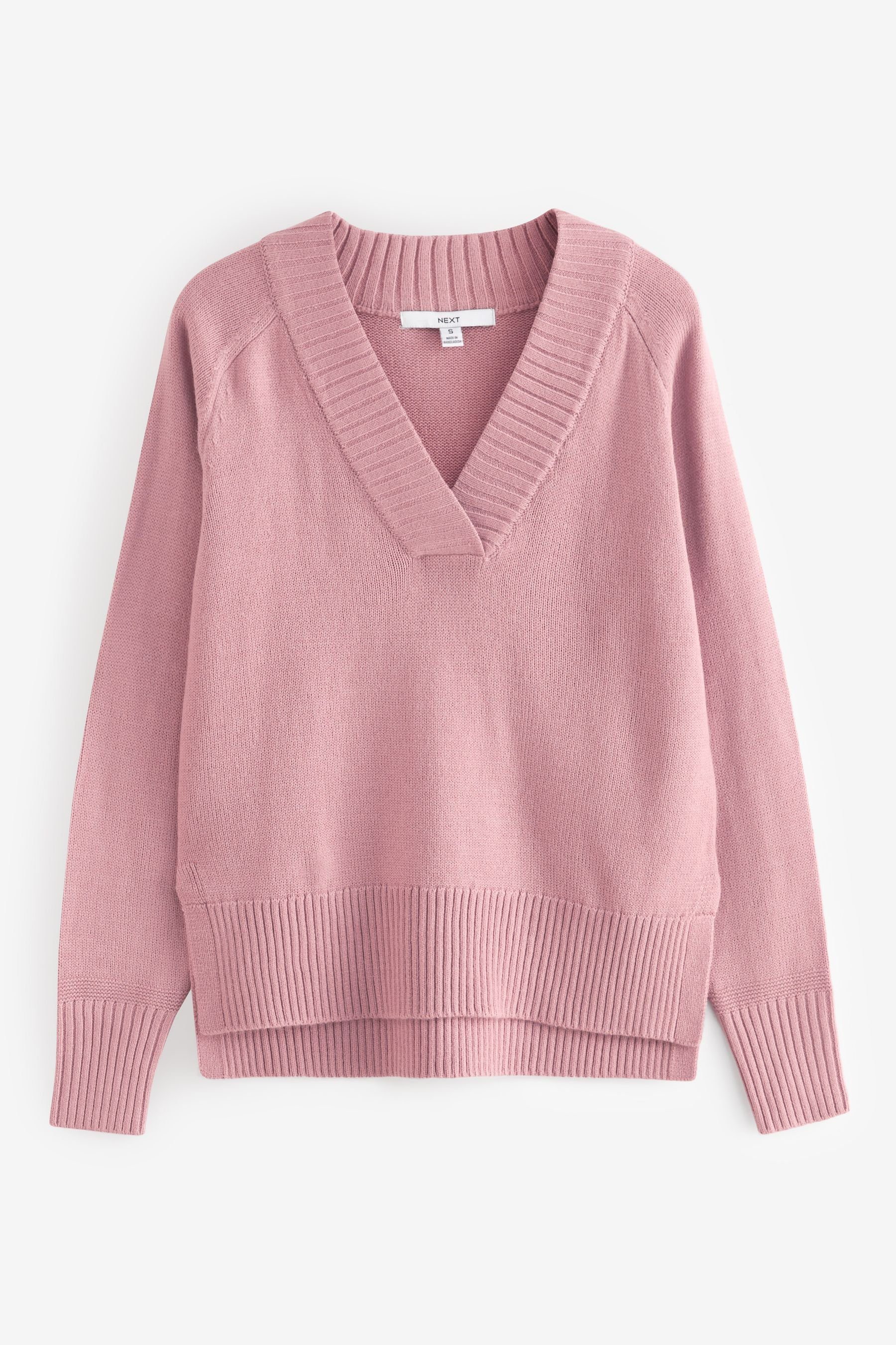 Next V-Ausschnitt-Pullover Bequemer Pullover mit V-Ausschnitt (1-tlg) Blush Pink