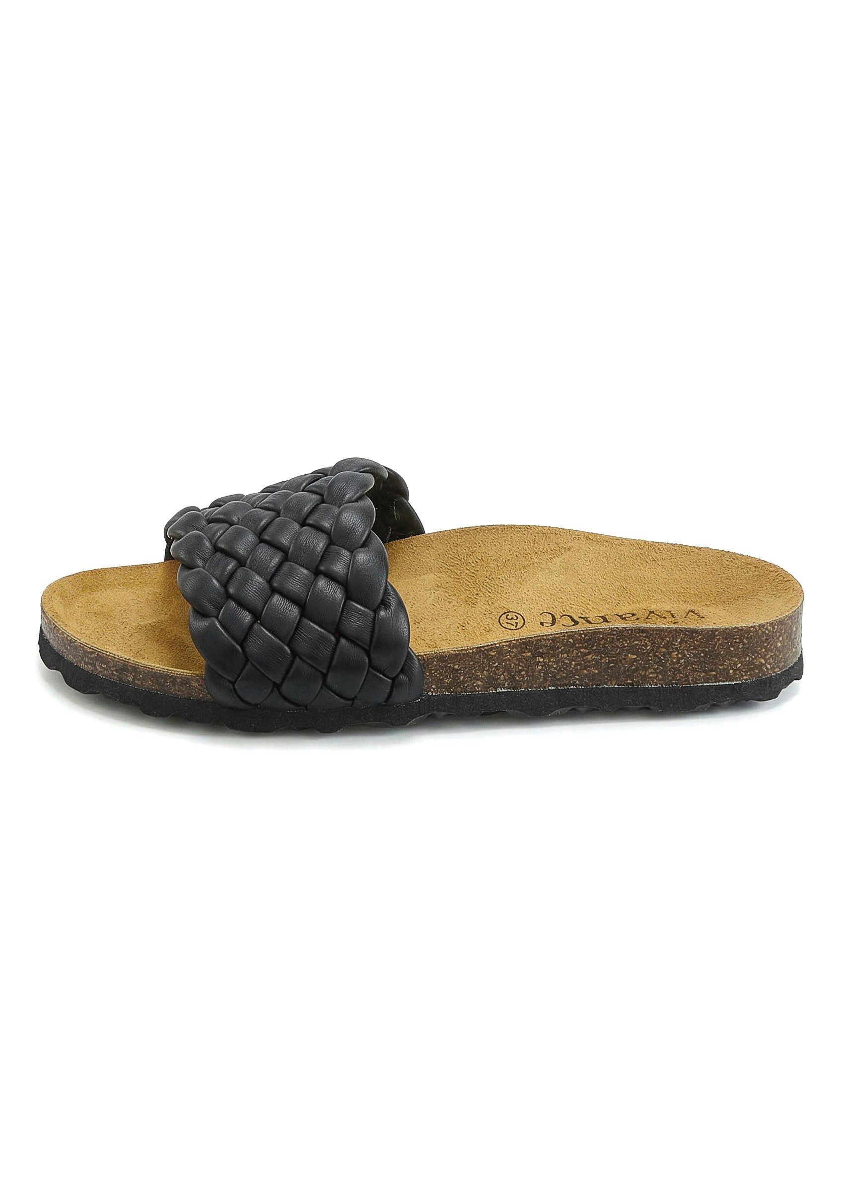 Vivance by Lascana Mule, Sandale, offener Schuh, Sommerschuh, Pantolette NEU mit komfortablem Korkfußbett & weicher Innensohle aus Leder
