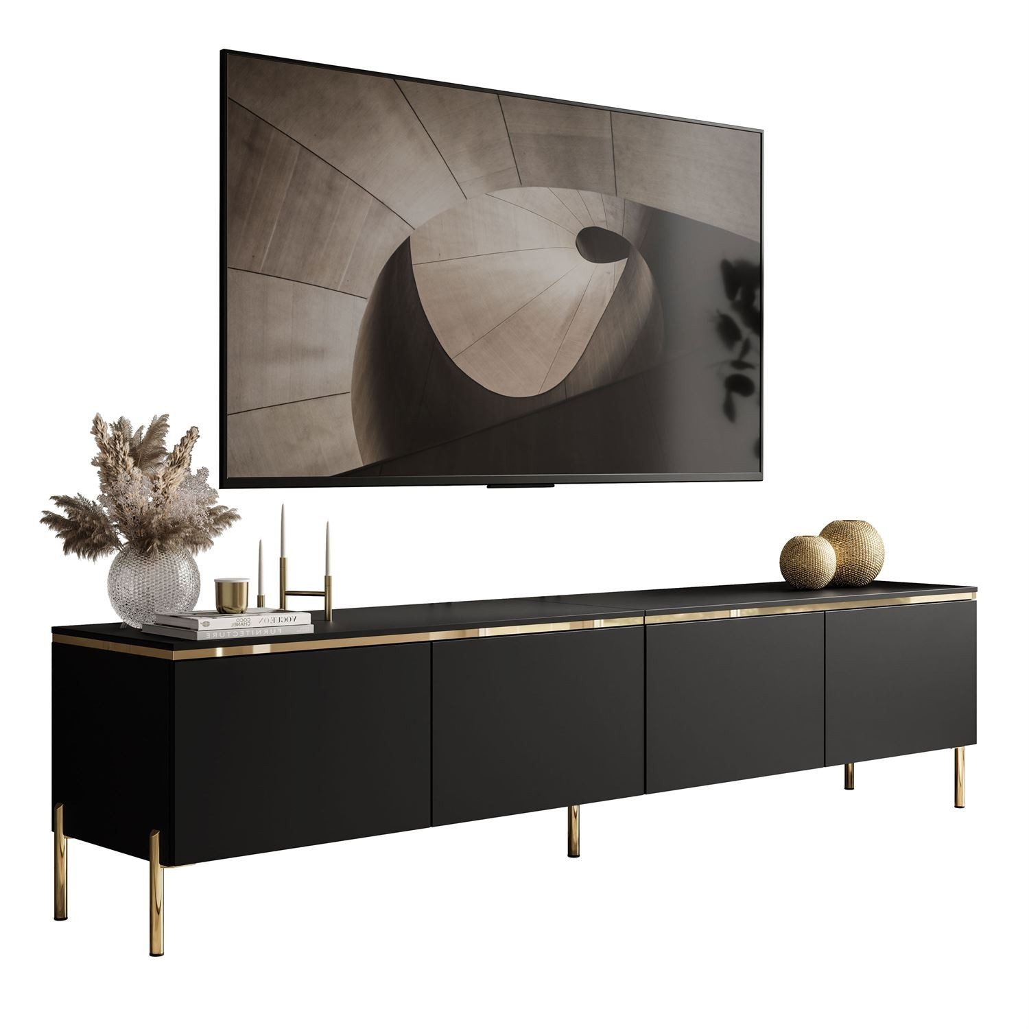 ALLHOUSE24 TV-Schrank NELLY 200 cm Gold günstig online kaufen