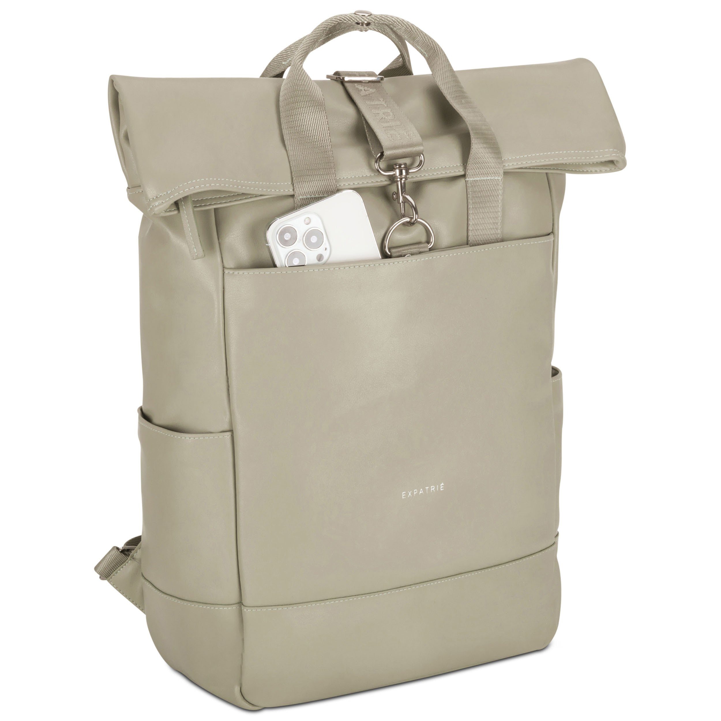 Expatrié Cityrucksack Adele Laptop Rolltop Damen Wasserabweisend (1-tlg), Hochwertiges Kunstleder, Wasserabweisend