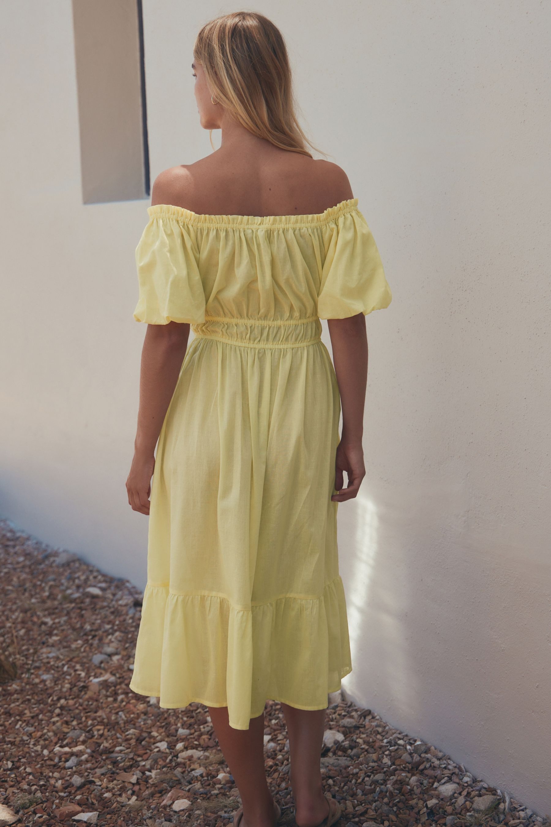 Next Midikleid Off-Shoulder-Midikleid mit Streifen (2-tlg)