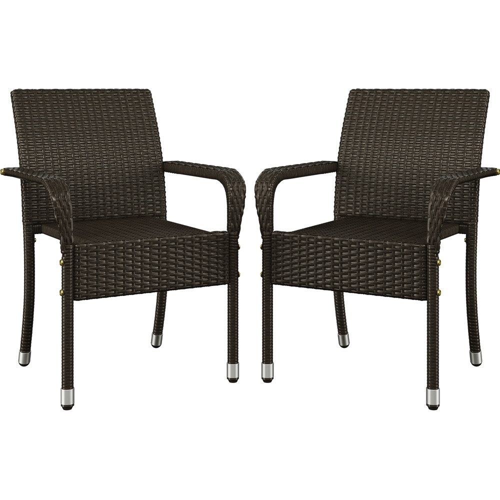 Yaheetech Gartenstuhl 2/4/6er-Set Esszimmerstuhl Rattan-Optik mit Metallbeinen (2 St), Küchenstuhl fürs Esszimmer/Balkon/Terrasse