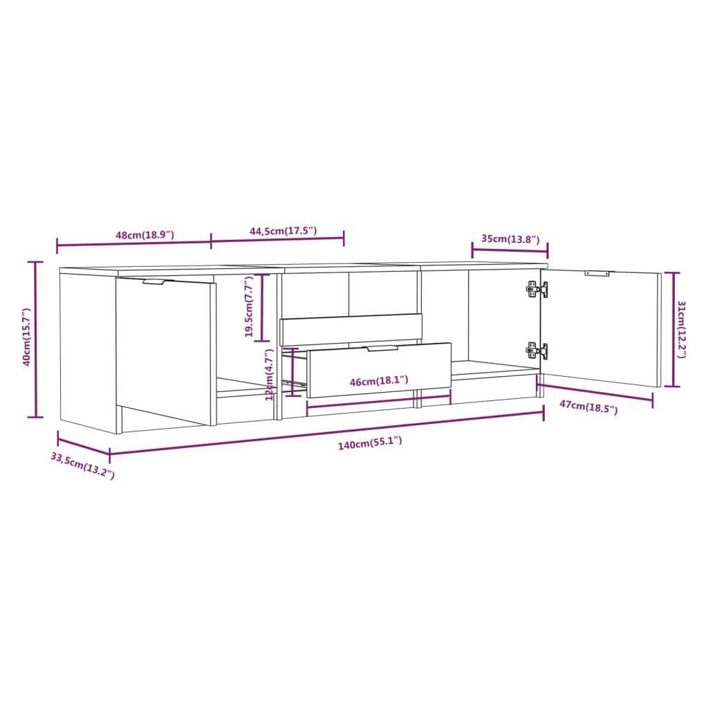 Holzwerkstoff Grau cm Sonoma TV-Schrank 140x35x40 furnicato