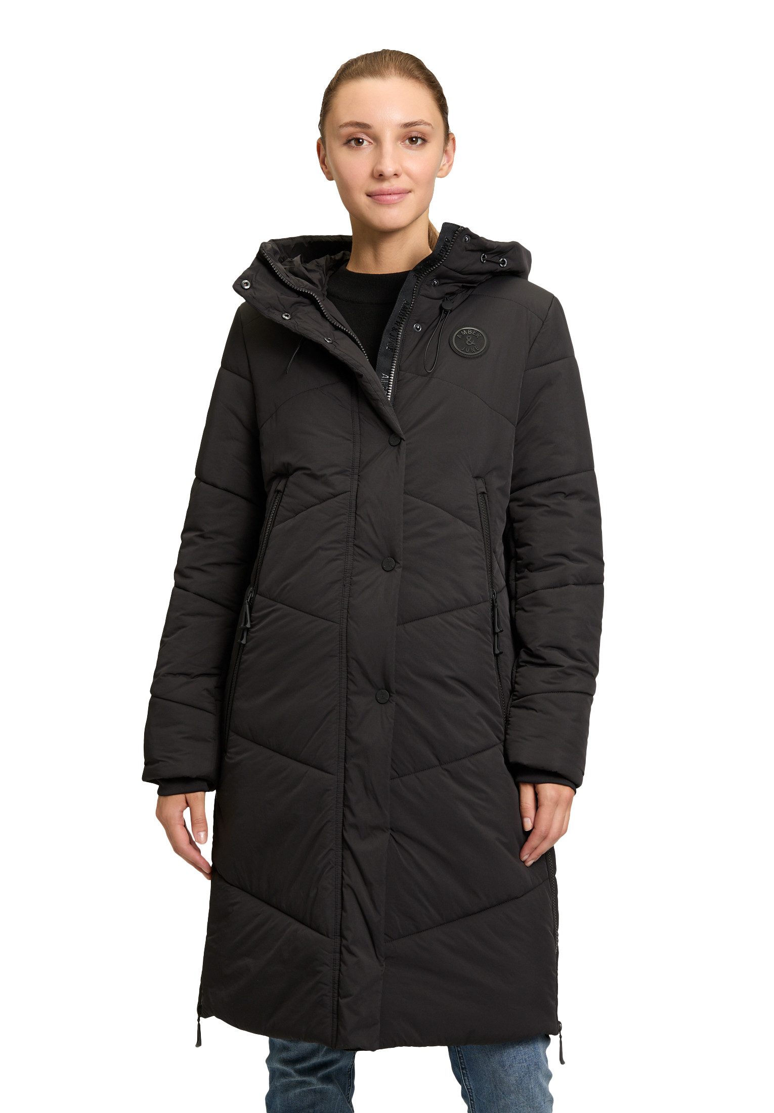 Amber & June Steppmantel Damen Steppmantel mit Kapuze