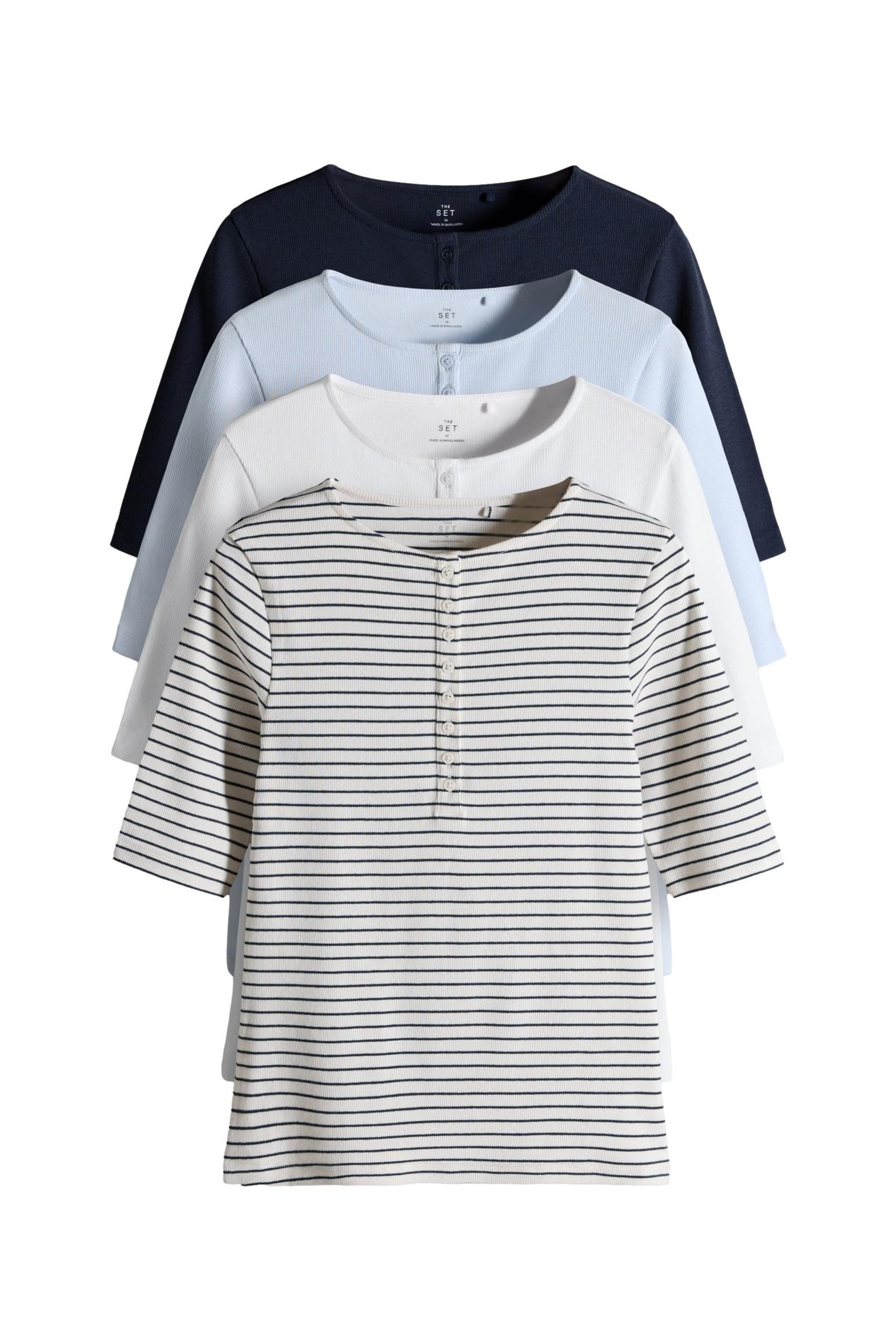 The Set Henleyshirt The Set Henley-T-Shirts mit halben Ärmeln, 4er-Set (4-t günstig online kaufen