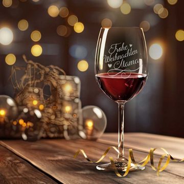 GRAVURZEILE Rotweinglas Leonardo Weinglas mit Gravur - Frohe Weihnachten Mama, Glas, graviertes Geschenk für Mama zu Weihnachten