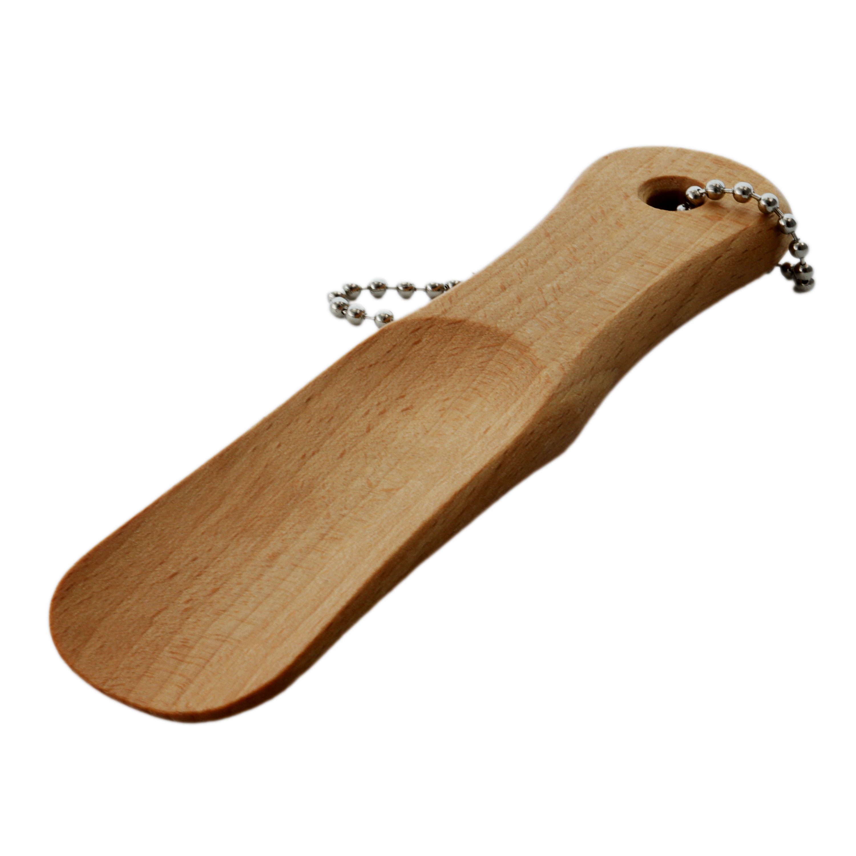 TelMo Schuhlöffel Schuhanzieher aus Buchenholz, mit Kettchen ca.15,5cm