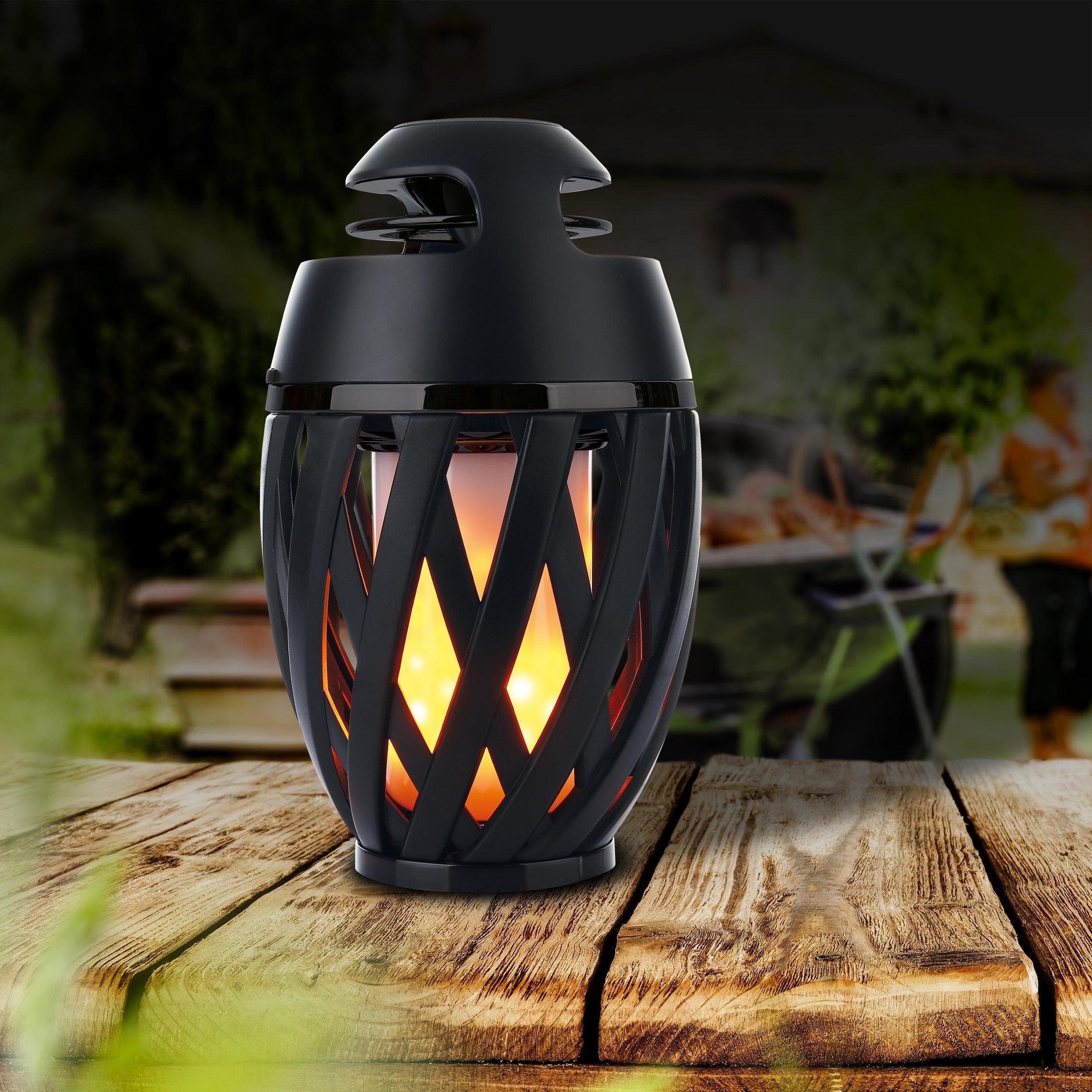 näve LED Tischleuchte Muna, Bluetooth-Lautsprecher, USB-Ladefunktion, LED fest integriert, Bluetooth Speaker, Falmmeneffekt, ca. 5-6h Lichteffekt + Lautsprecher