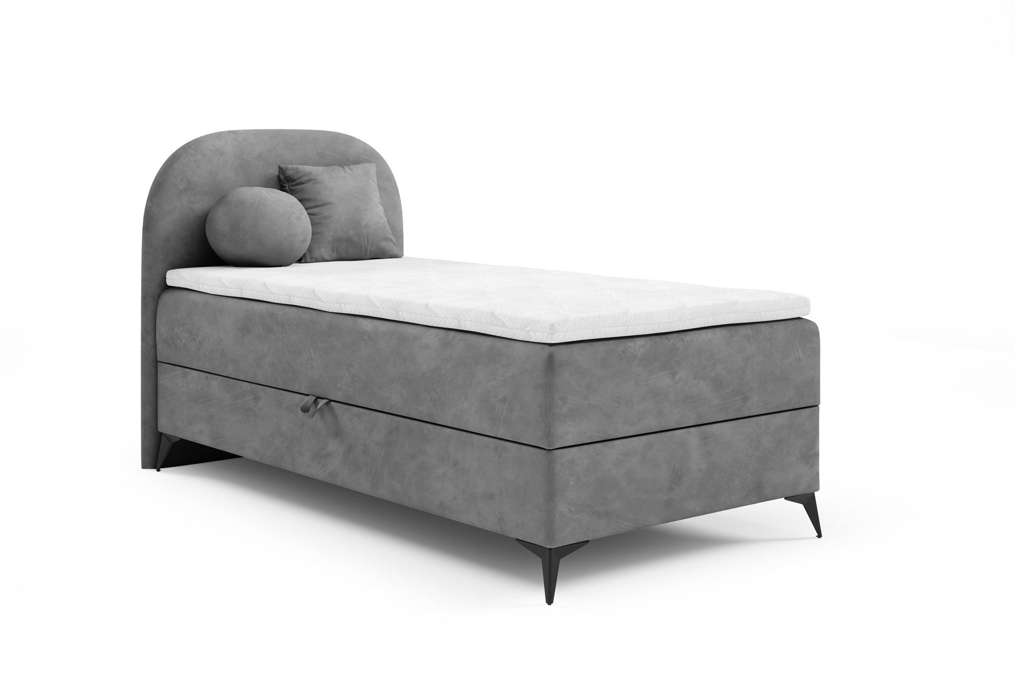 Fun Möbel Boxbett Gästebett GORGIA Stoff Jasmin (Füße ca. 13cm hoch, Bettkastenseite wählbar), Inkl. 2 Zierkissen