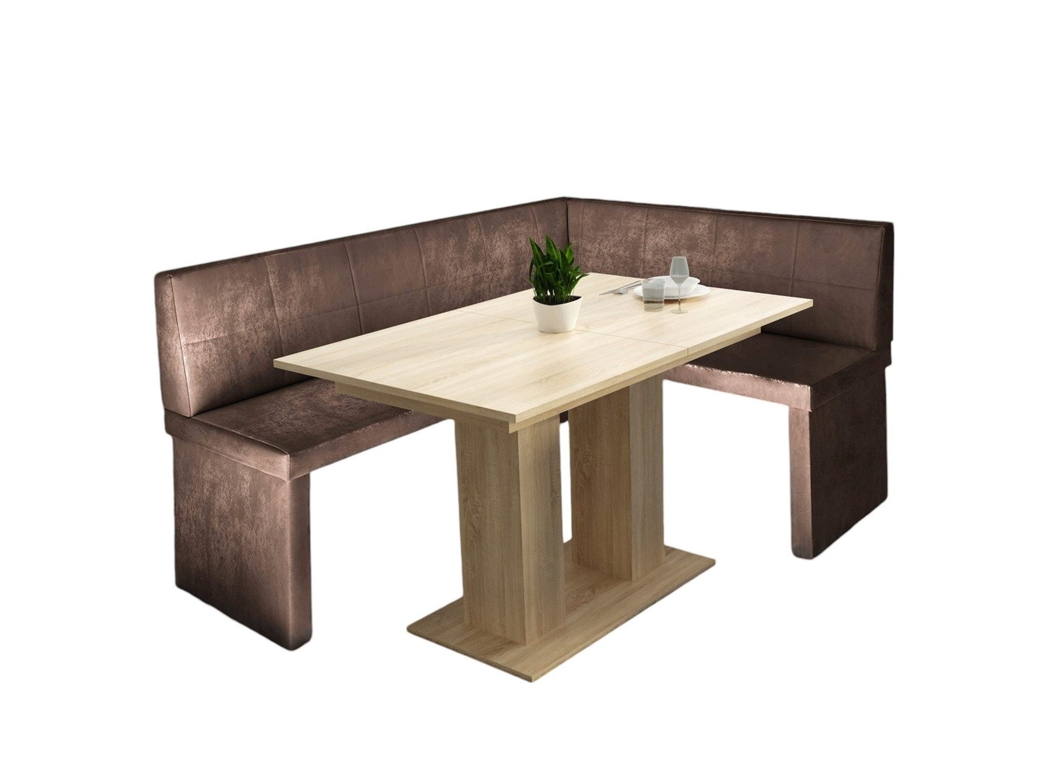 Fun Möbel Eckbankgruppe Eckbankgruppe „Robin“ in Kunstleder 168x128cm mit Tisch „Dante sonoma“, ausziehbarer Tisch