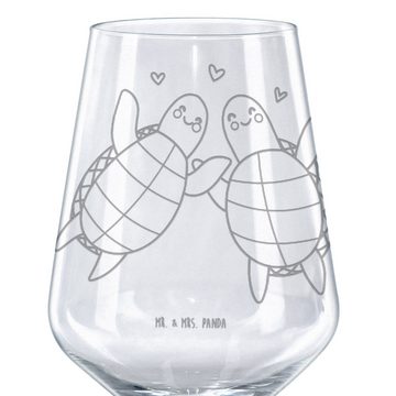 Mr. & Mrs. Panda Rotweinglas Schildkröten Paar - Transparent - Geschenk, Weinglas, Ehemann, Mitbri, Premium Glas, Spülmaschinenfest