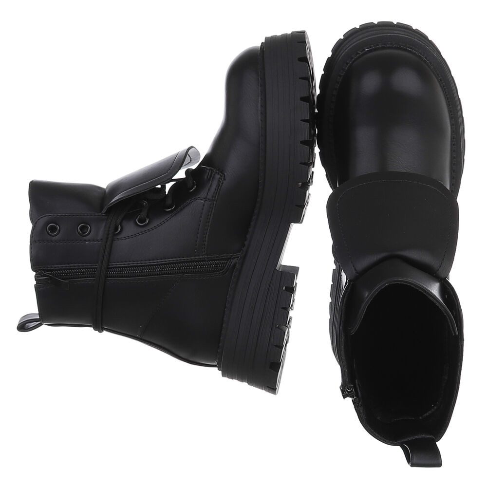 Ital-Design Stylische Damen-Schnürboots mit praktischem Klappdesign Schnürs günstig online kaufen