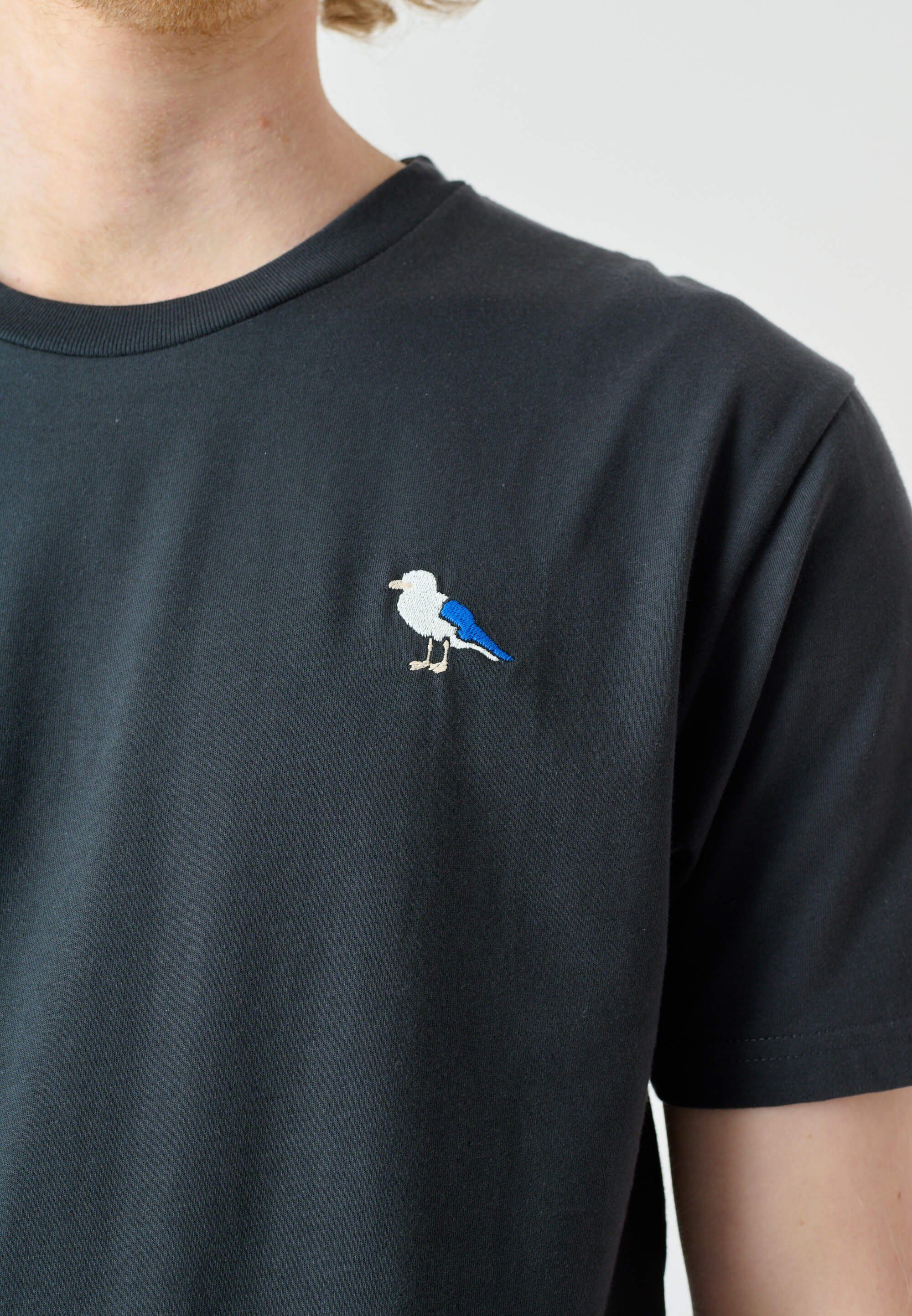 Cleptomanicx T-Shirt Embro mit (1-tlg) Gull-Stickerei Gull dunkelgrau-blau