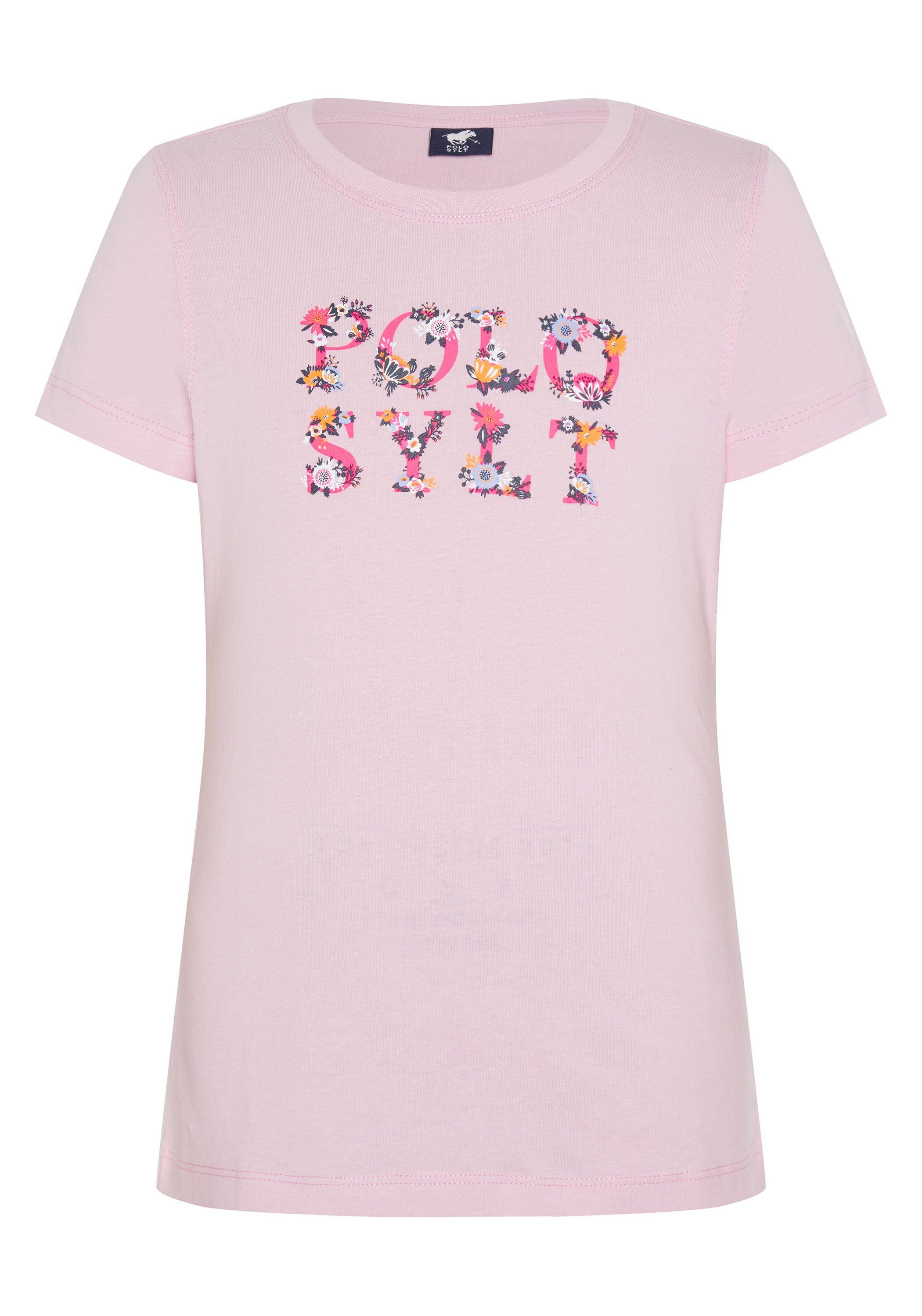 Polo Sylt Print-Shirt mit floralem Logodesign 13-2806 Pink Lady