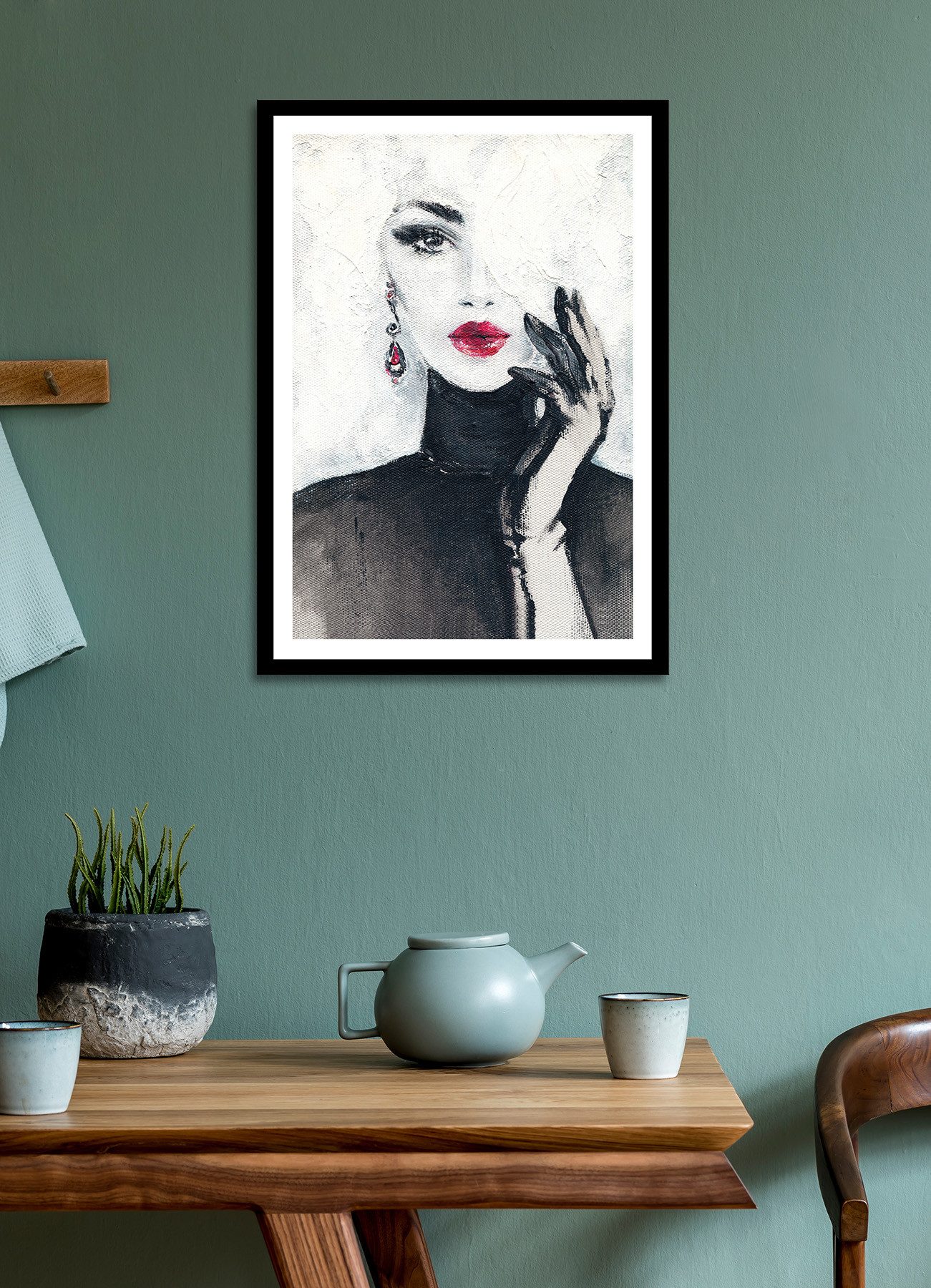 Bönninghoff Bild mit Rahmen Wandbild gerahmt FRAU MIT ROTEN LIPPEN 50x70 cm – Stilvolles, Fashion, Frau (1 St), mit dekorativem Rahmen – Bild 4 von 5