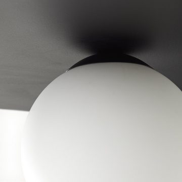 Lightbox Deckenleuchte, ohne Leuchtmittel, Deckenlampe, 13 cm Höhe, Ø 30 cm, G9, max. 10 W, Metall/Glas, schwarz