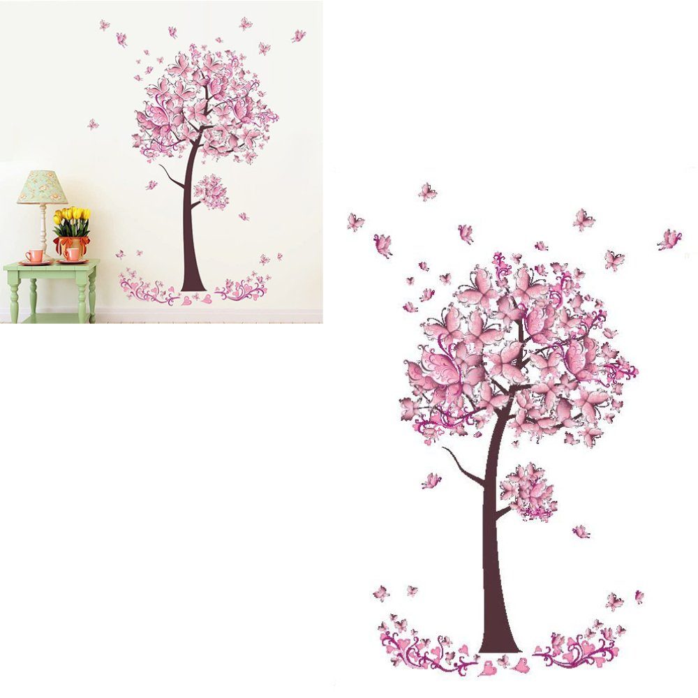 Baum Schmetterling Deko Jormftte Wandsticker,für Wandsticker Blume Abnehmbare Wohnzimmer