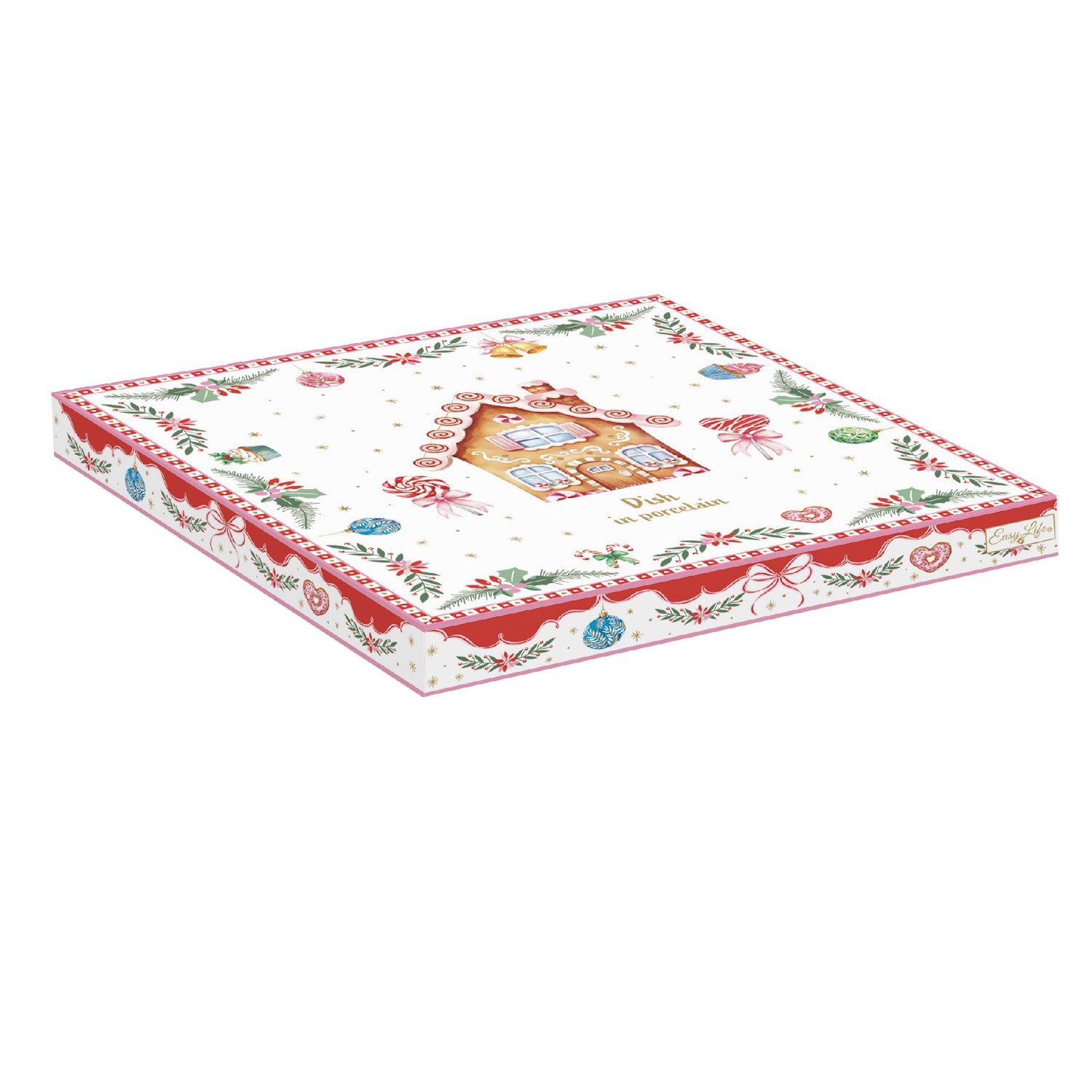 EasyLife Servierplatte Sweet Christmas, Porzellan, Spülmaschinengeeignet, Mehrfarbig, Lebkuchenherz, H: cm