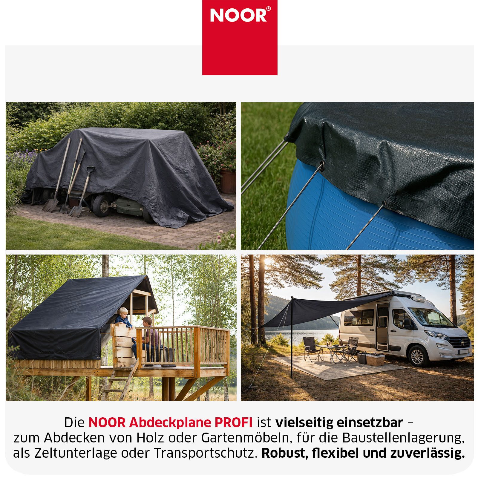 NOOR Schutzplane PROFI - reißfeste Universal-Abdeckplane - 140g/m², Gewebeplane für den Außenbereich, Garten, Baustelle & Camping – Bild 5 von 5