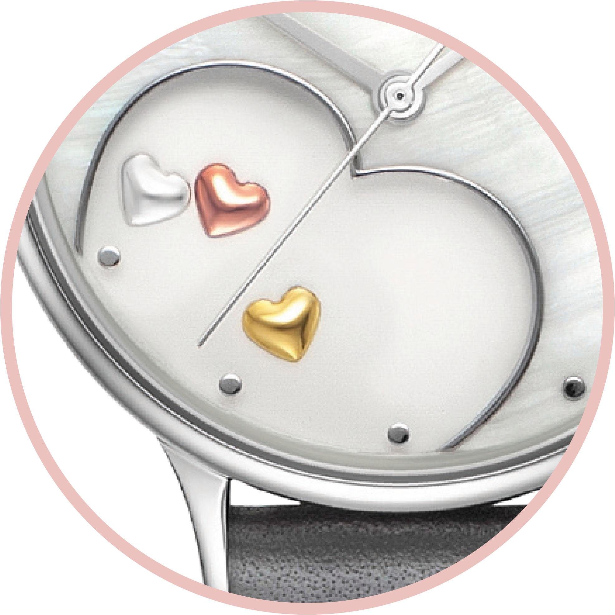 Engelsrufer Quarzuhr Happy Heart ERWA-HEART-LGY1-MS, Armbanduhr, Damenuhr, Lederarmband, analog