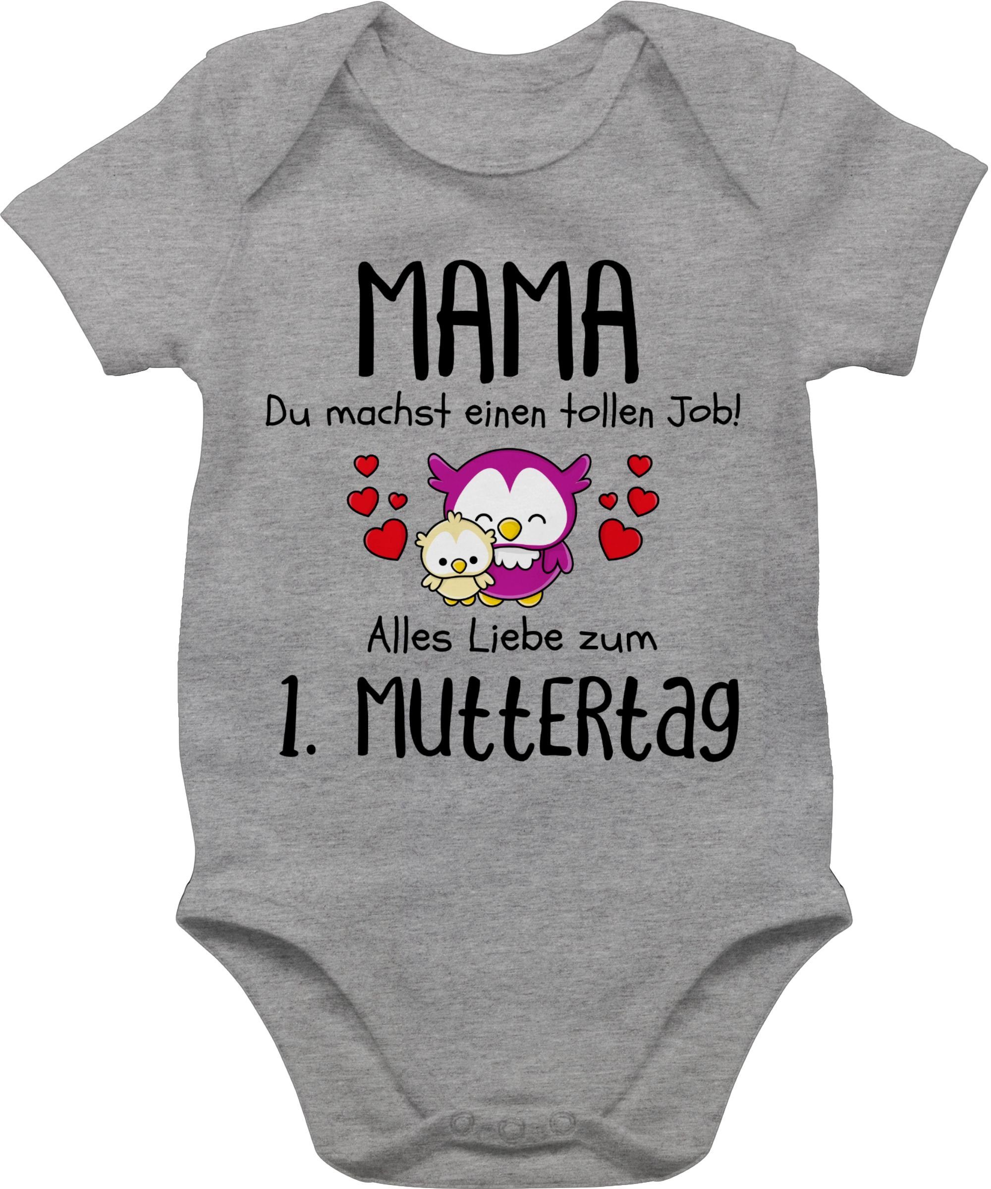 Shirtracer Shirtbody Mama - 1. Muttertag Erster (1-tlg) Muttertagsgeschenk 2 Grau meliert