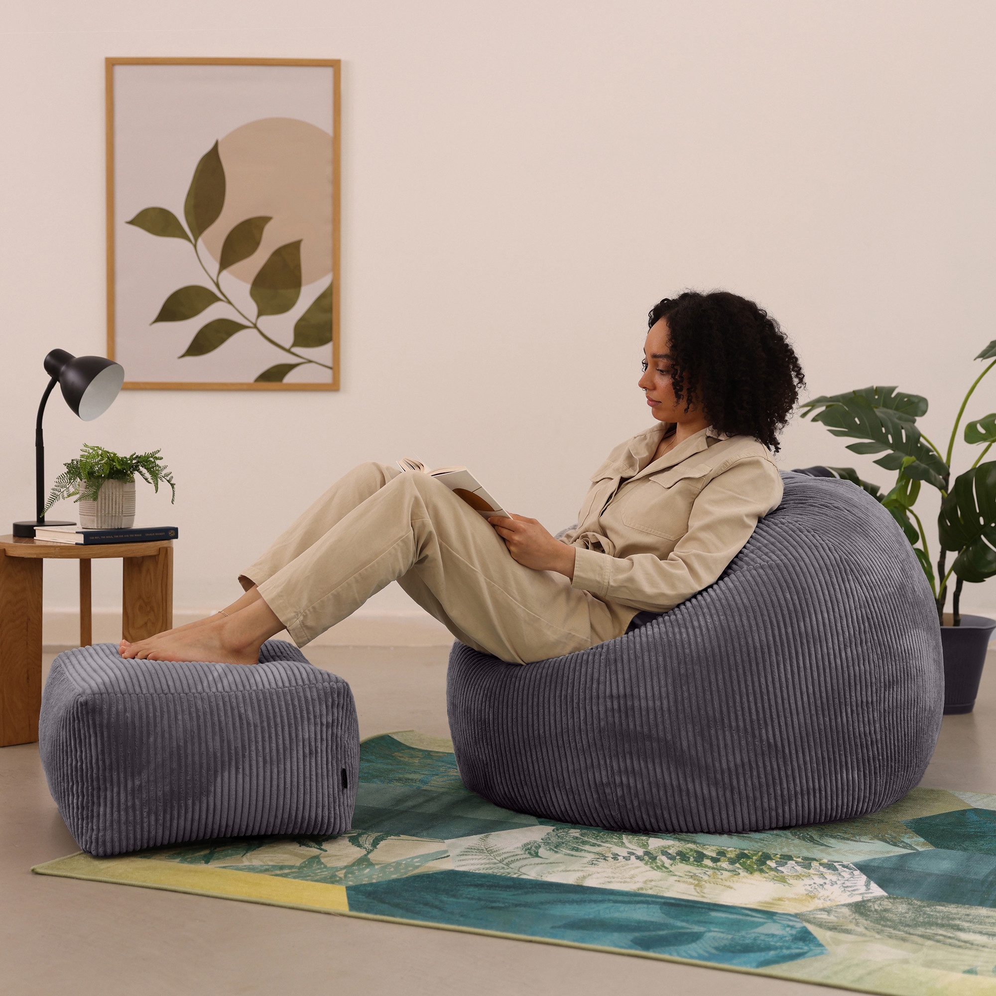 icon Sitzsack Erwachsene aus Cord „Kingston“ mit Hocker (Spar-Set, 1 x Sitz günstig online kaufen