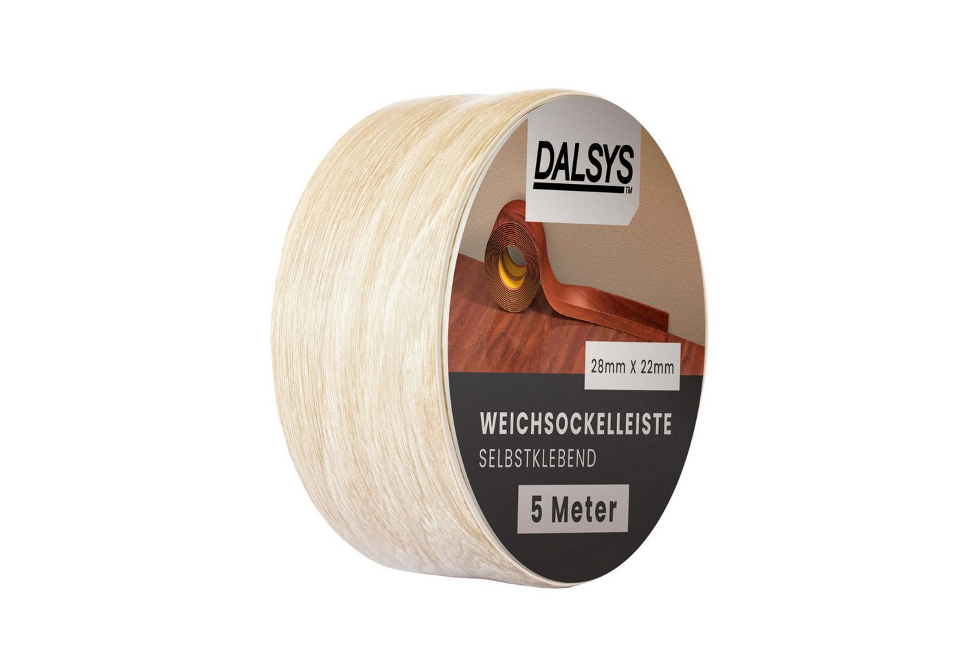 Dalsys Sockelleiste, L: 500 cm, Weichsockelleiste selbstklebend, 1-St., Klebeleiste, Abschlussleiste für Fugen in Wohnbereich, Küche, Bad