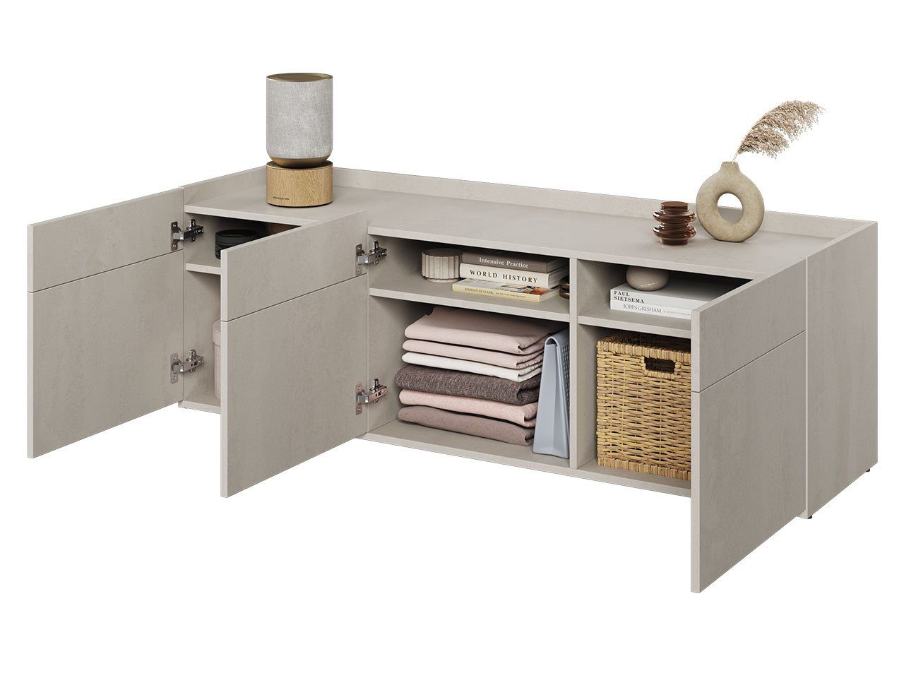 MIRJAN24 Kommode Teen Flex 3D TF-08 (3-Drehtüren), Ohne Griffe, 150x42x52 cm
