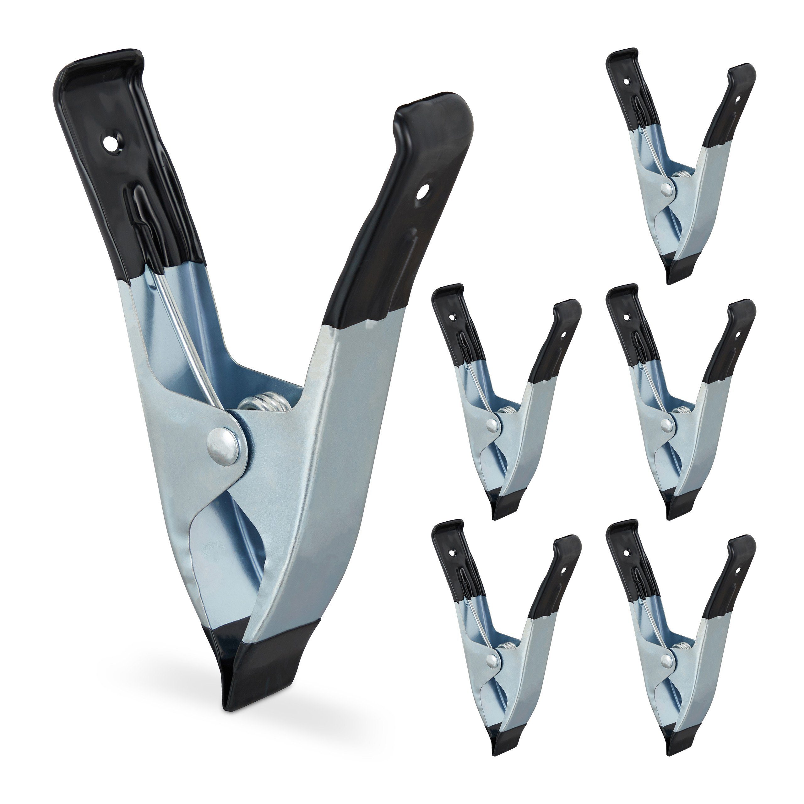 relaxdays Klemmen Klemmzwingen Metall 6er Set, (6-St), schwarz