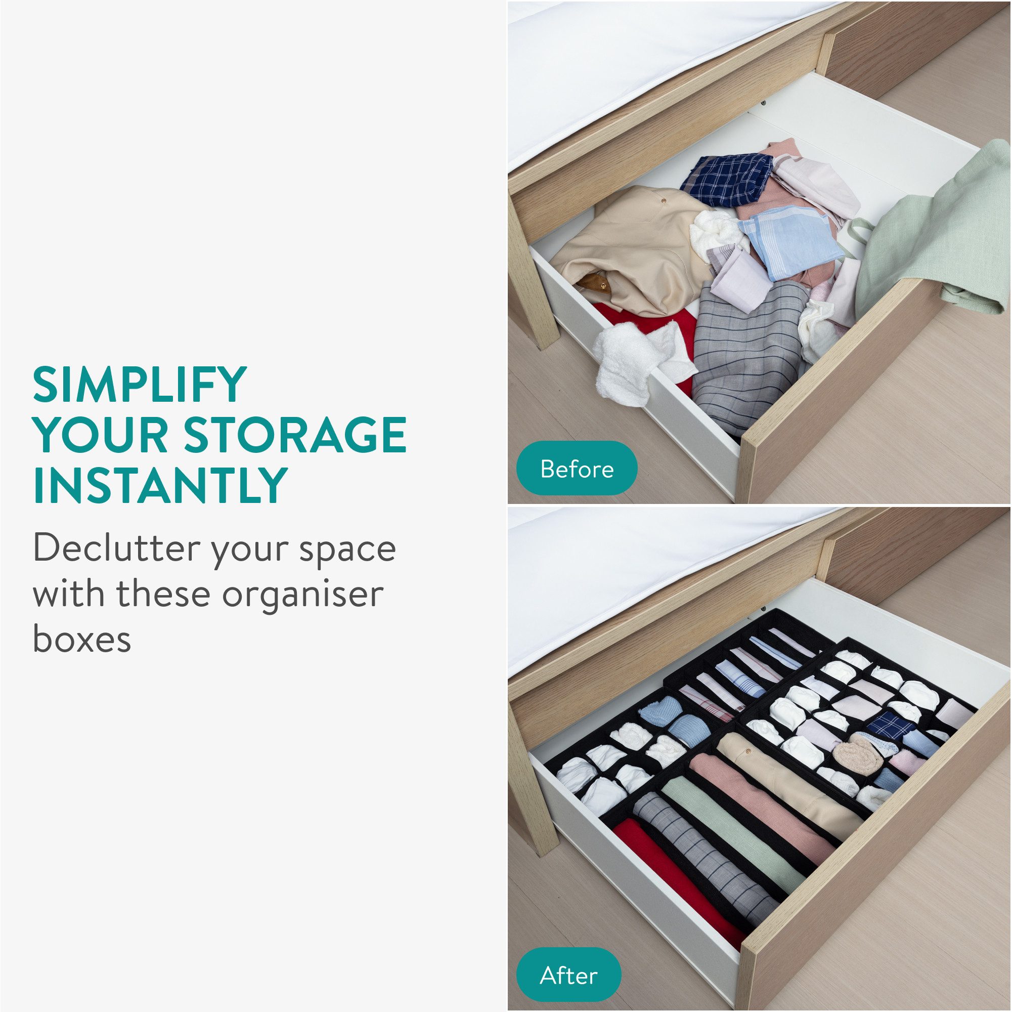Navaris Aufbewahrungsbox 4er Set Schrank Organizer Boxen Kleiderschrank Ord günstig online kaufen