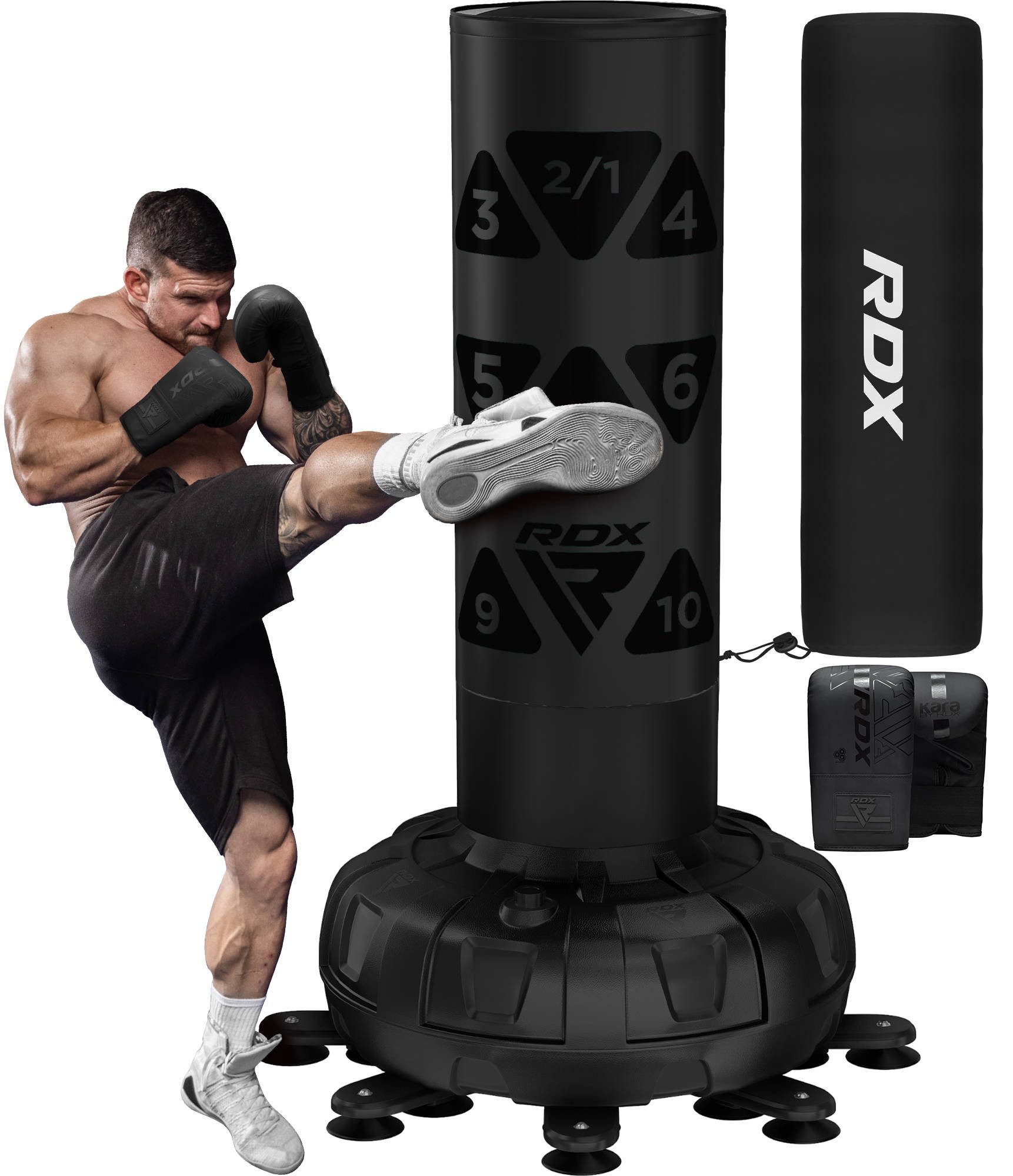 RDX Sports Boxsack RDX Boxsack mit Handschuhen, 6FT Freistehend Kickboxen MMA Fitness