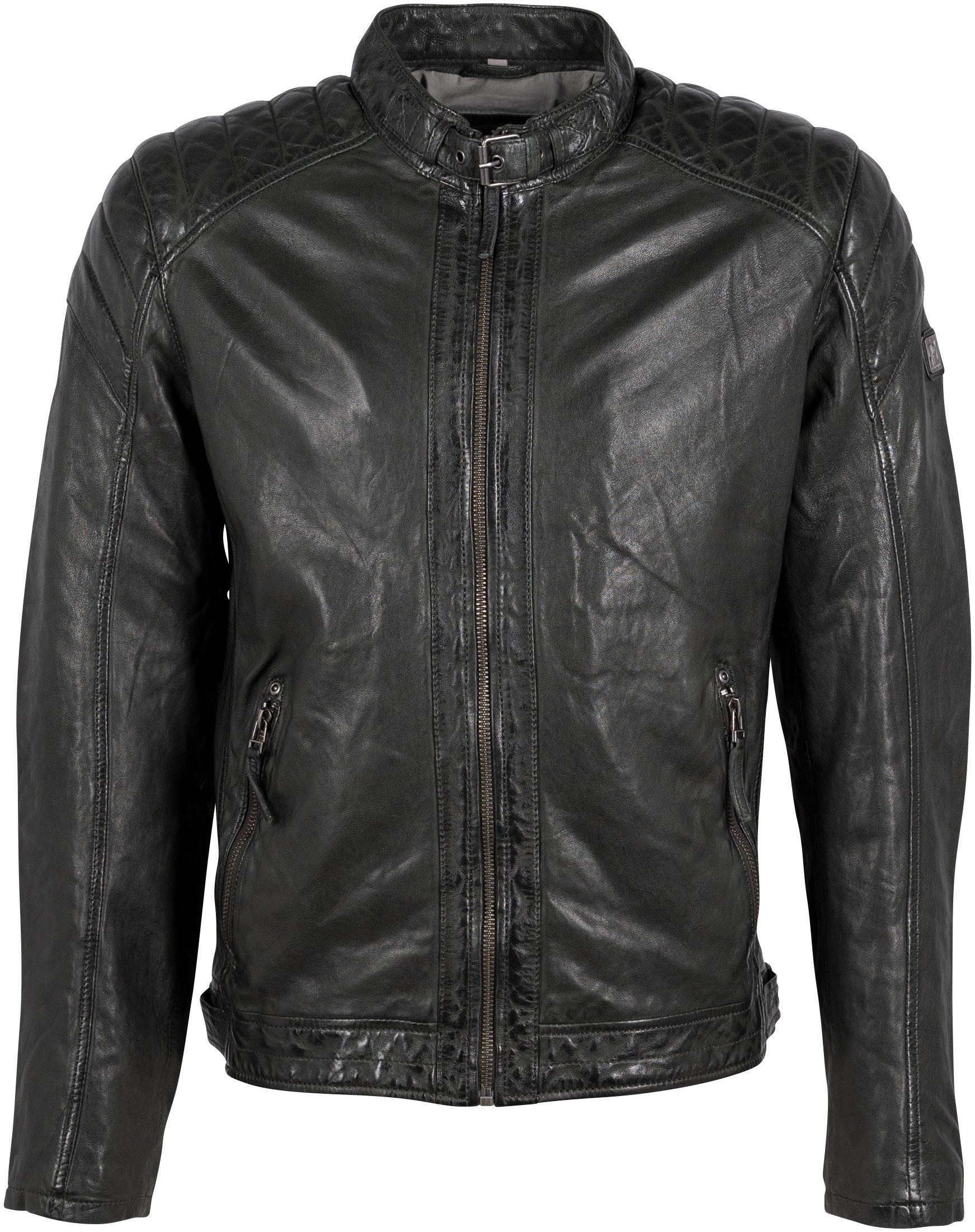 Mauritius Lederjacke GMArrian Reißverschluss, Ziersteppungen günstig online kaufen