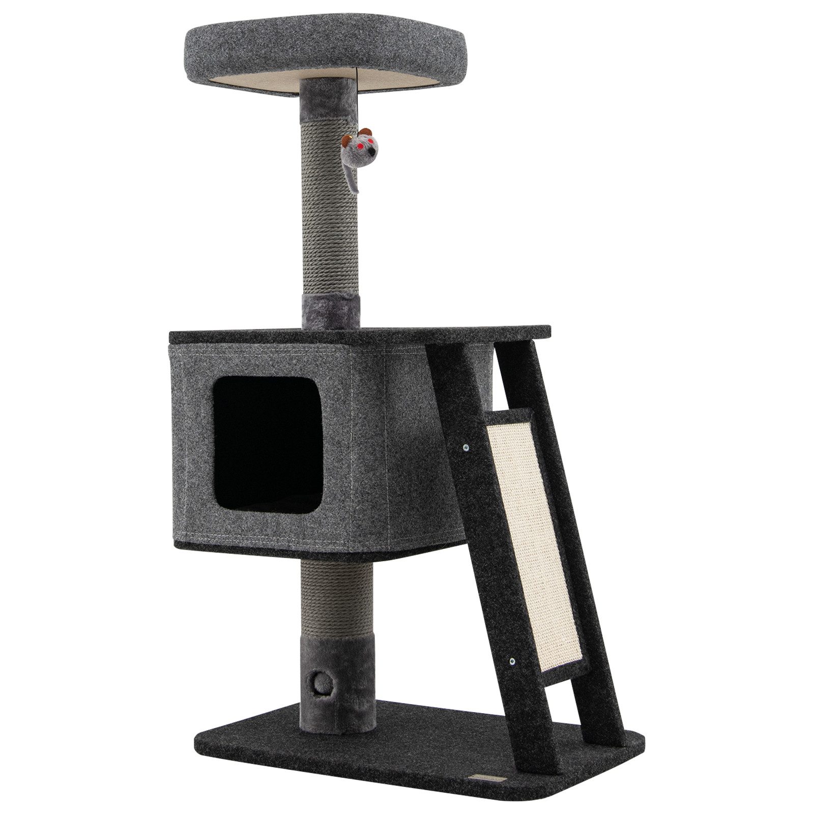 COSTWAY Kratzbaum Katzenbaum, mit Katzenhöhle & Kratzrampe