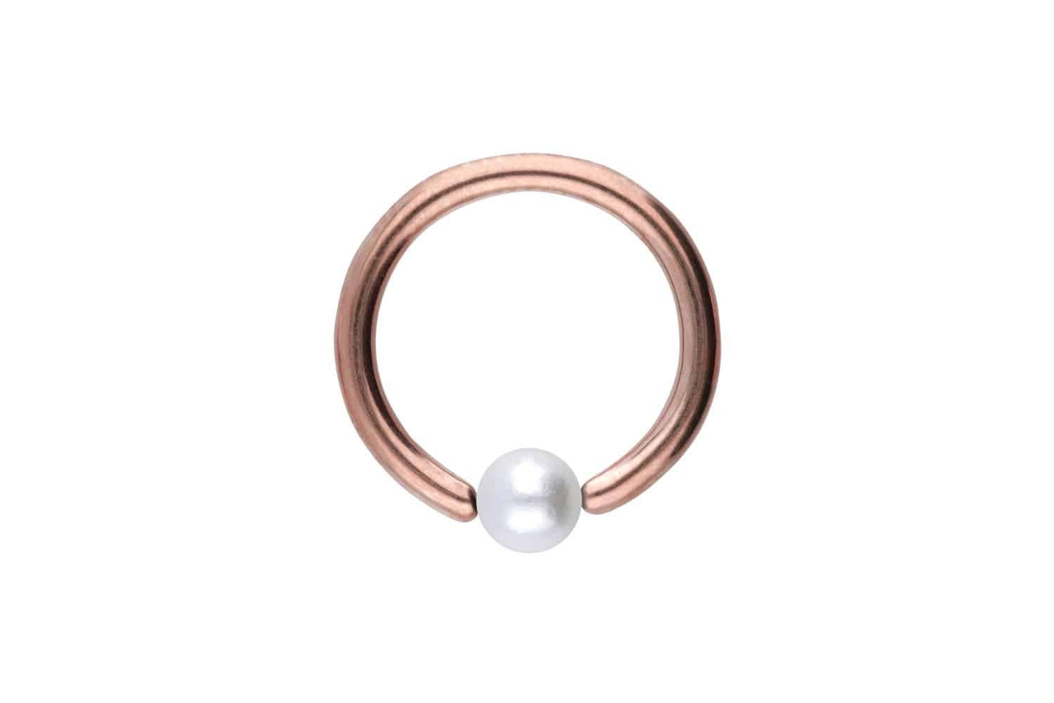 PIERCINGLINE Nasenpiercing Chirurgenstahl Klemmkugelring SYNTHETISCHE PERLE (Klemm-Ringe, 1-tlg)