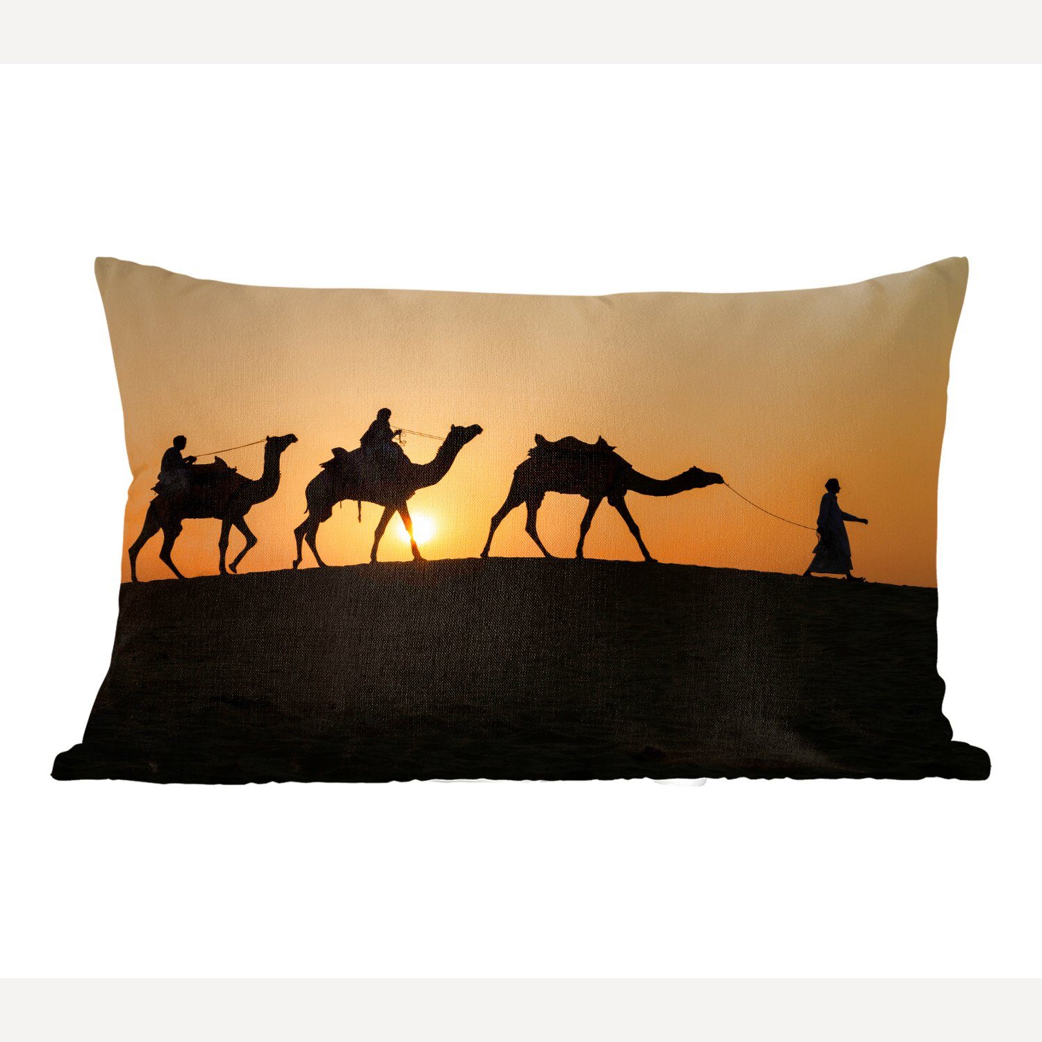 MuchoWow Dekokissen Silhouette von Kamelen in Indien, Wohzimmer Dekoration, Zierkissen, Dekokissen mit Füllung, Schlafzimmer